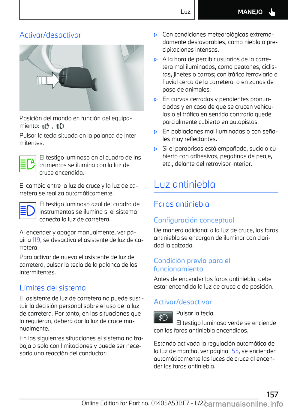 BMW X1 2022  Manuales de Empleo (in Spanish) Activar/desactivar
Posici