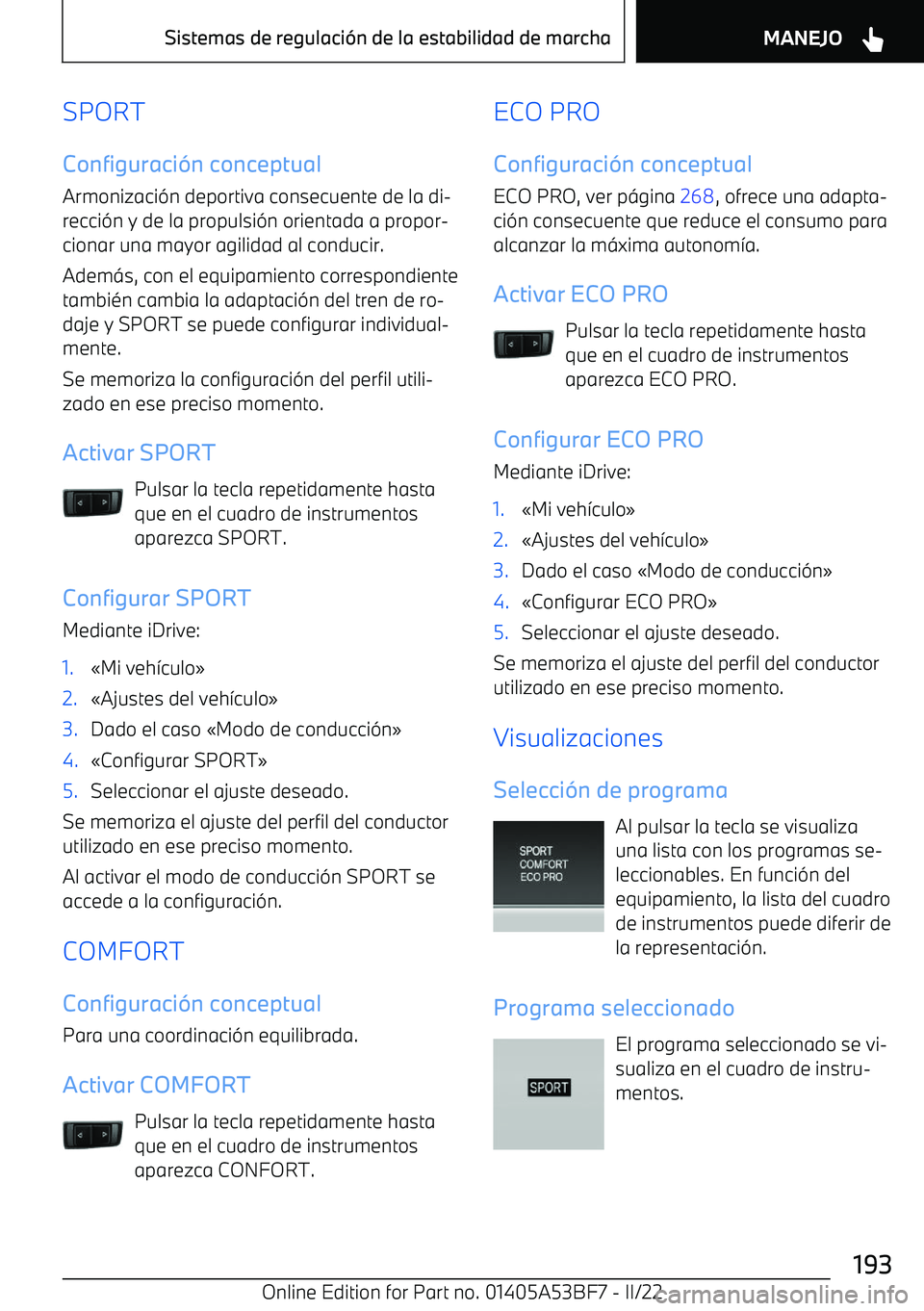 BMW X1 2022  Manuales de Empleo (in Spanish) SPORTConfiguraci