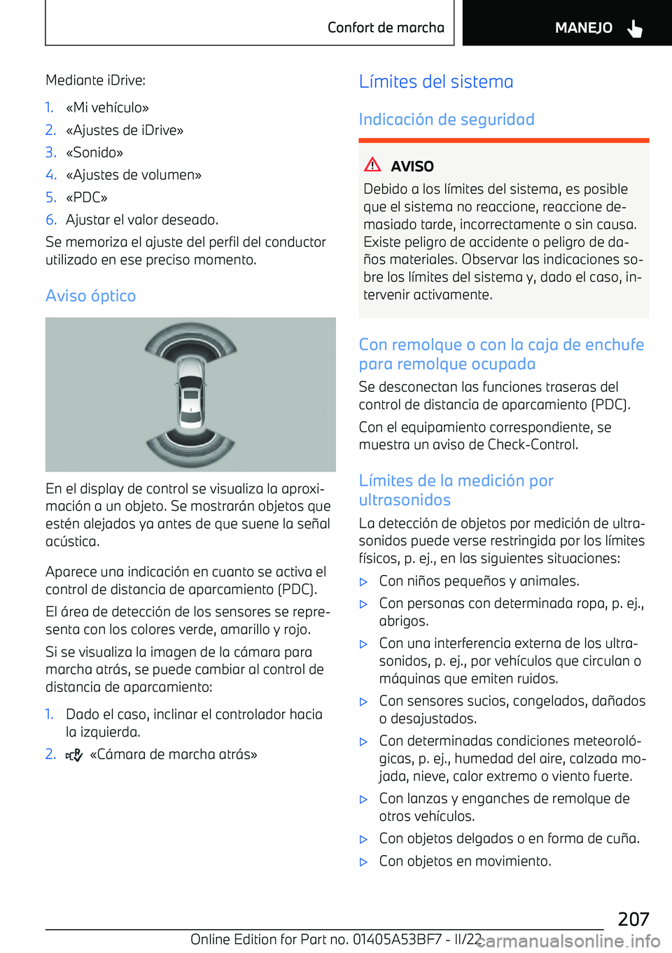 BMW X1 2022  Manuales de Empleo (in Spanish) Mediante iDrive:1.
