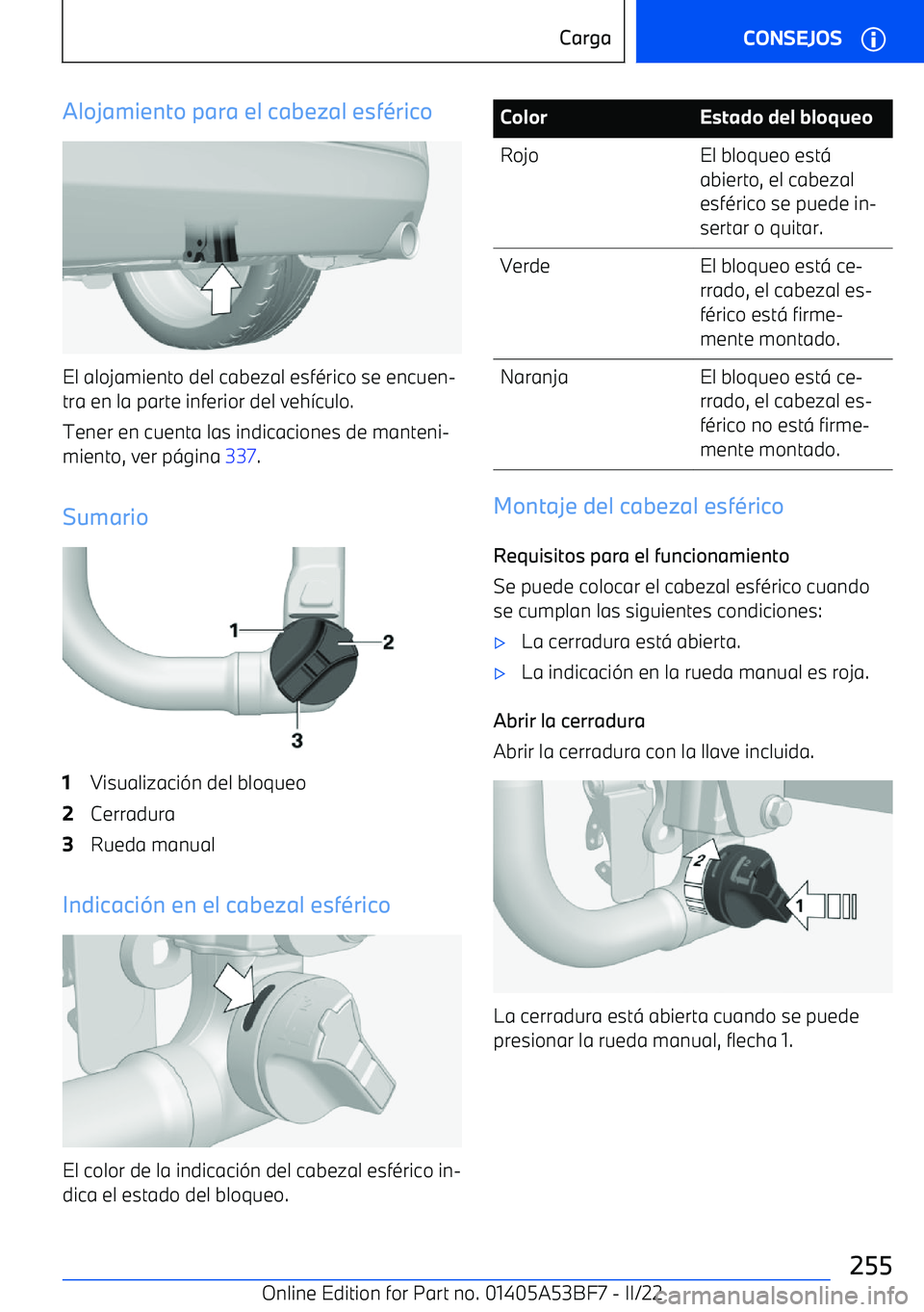 BMW X1 2022  Manuales de Empleo (in Spanish) Alojamiento para el cabezal esf