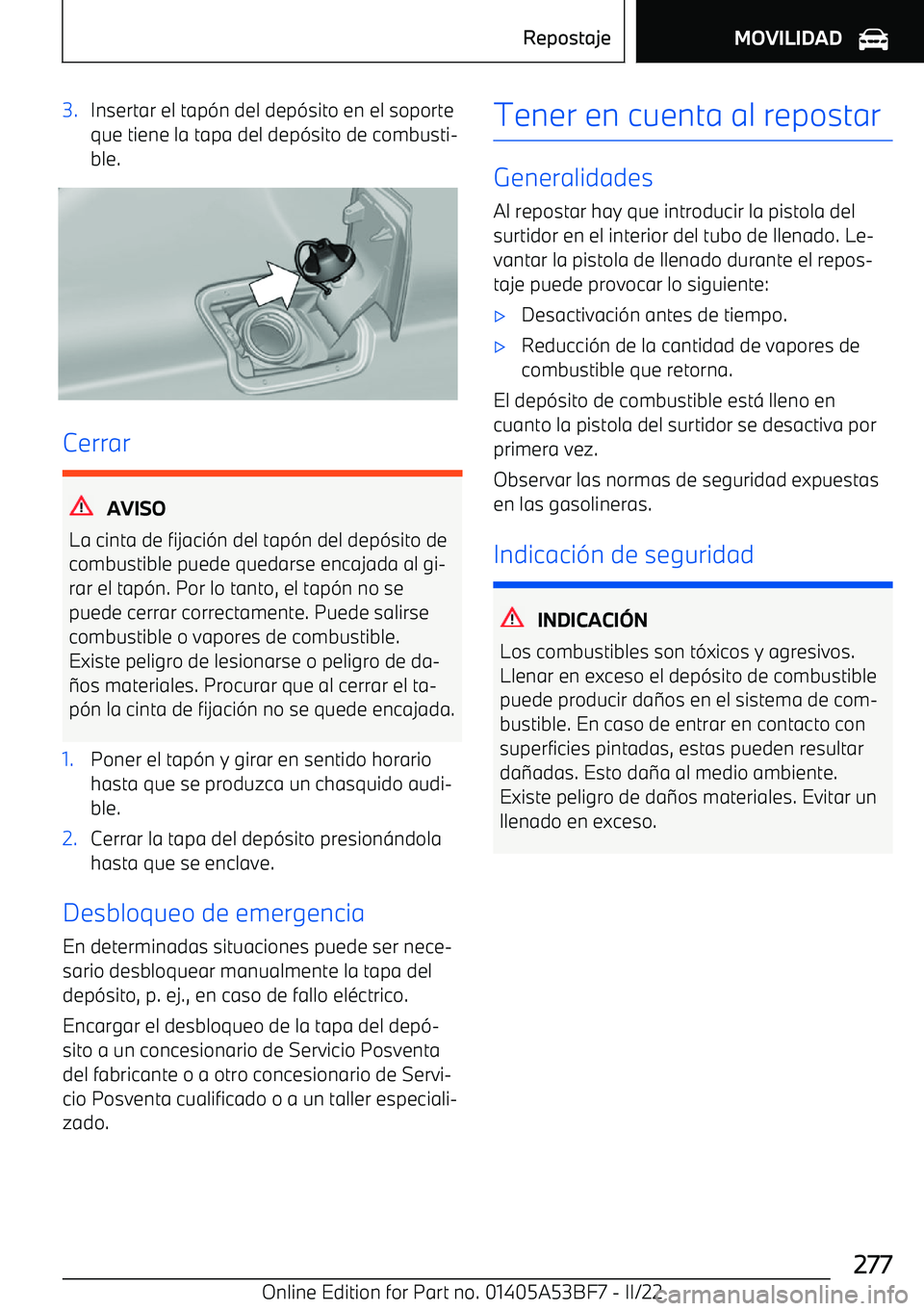 BMW X1 2022  Manuales de Empleo (in Spanish) 3.Insertar el tap