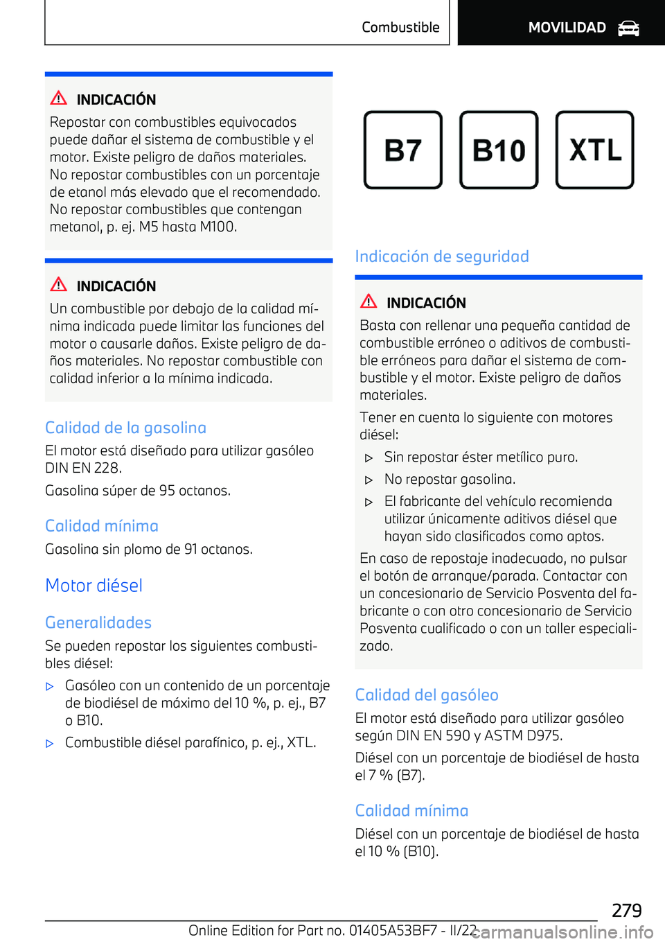 BMW X1 2022  Manuales de Empleo (in Spanish) INDICACI