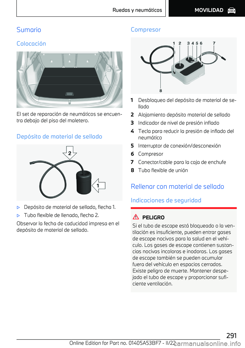 BMW X1 2022  Manuales de Empleo (in Spanish) SumarioColocaci
