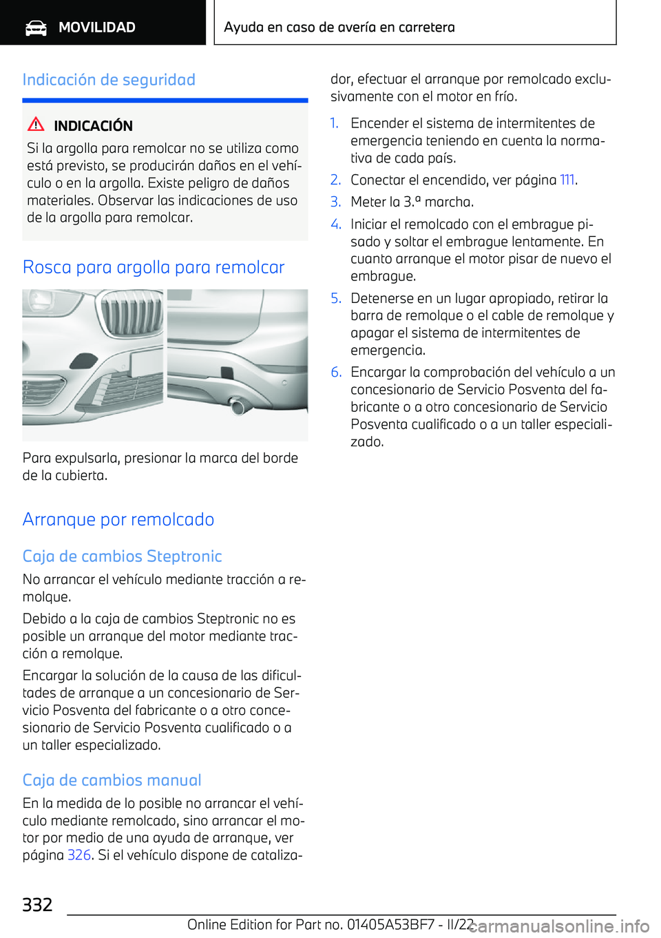 BMW X1 2022  Manuales de Empleo (in Spanish) Indicaci
