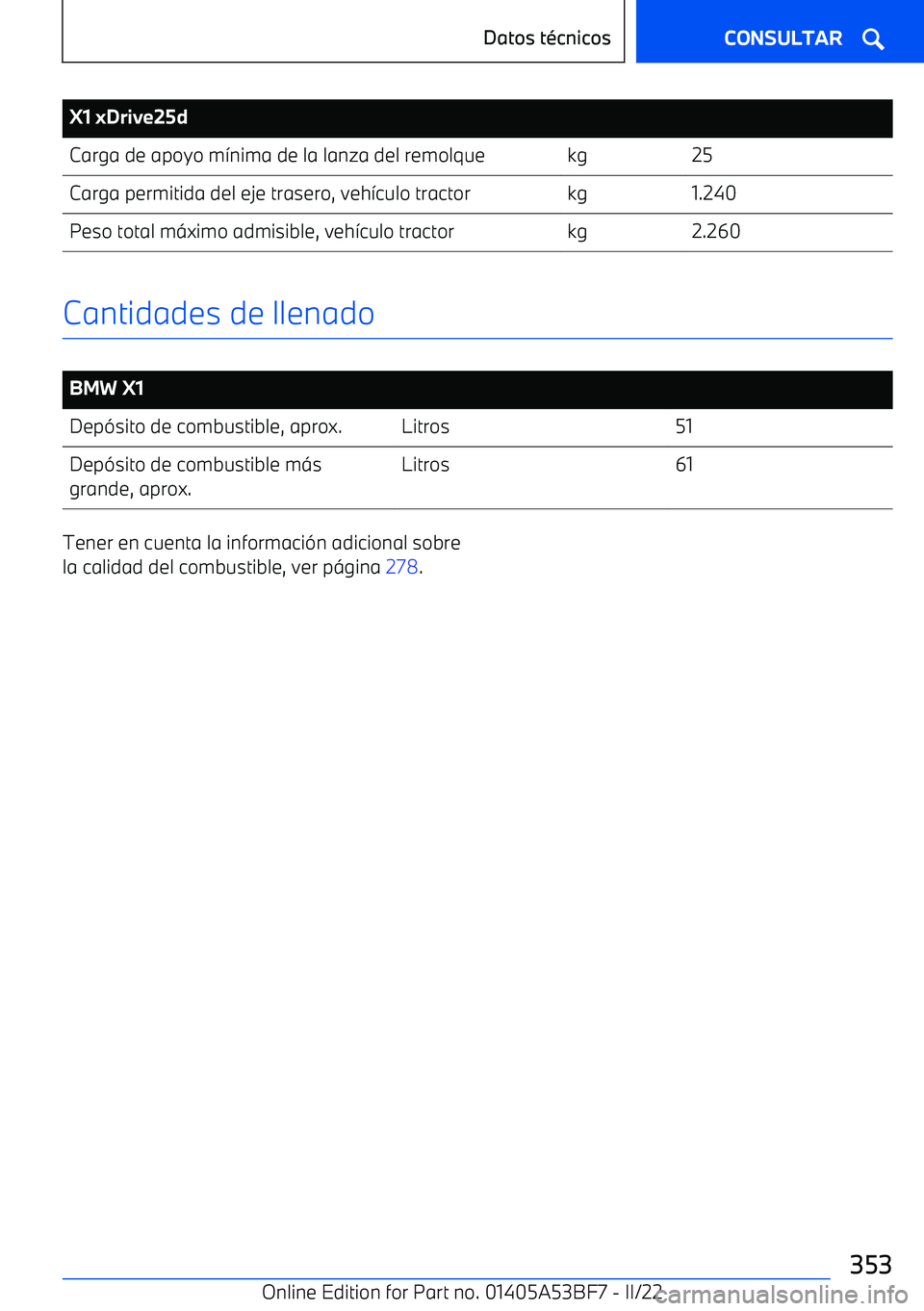 BMW X1 2022  Manuales de Empleo (in Spanish) X1 xDrive25dCarga de apoyo m
