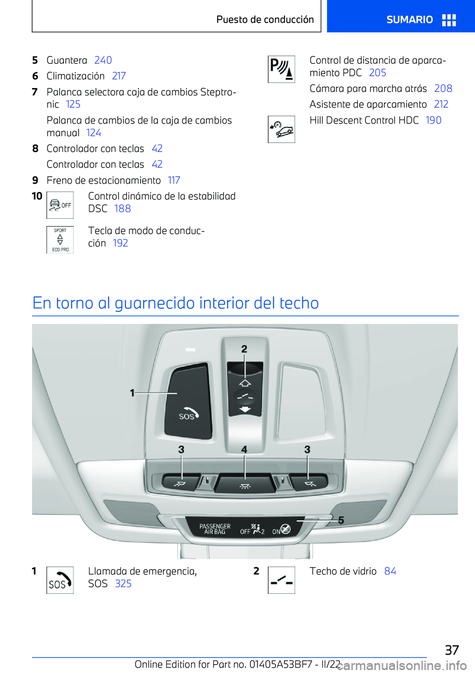 BMW X1 2022  Manuales de Empleo (in Spanish) 5Guantera   2406Climatizaci