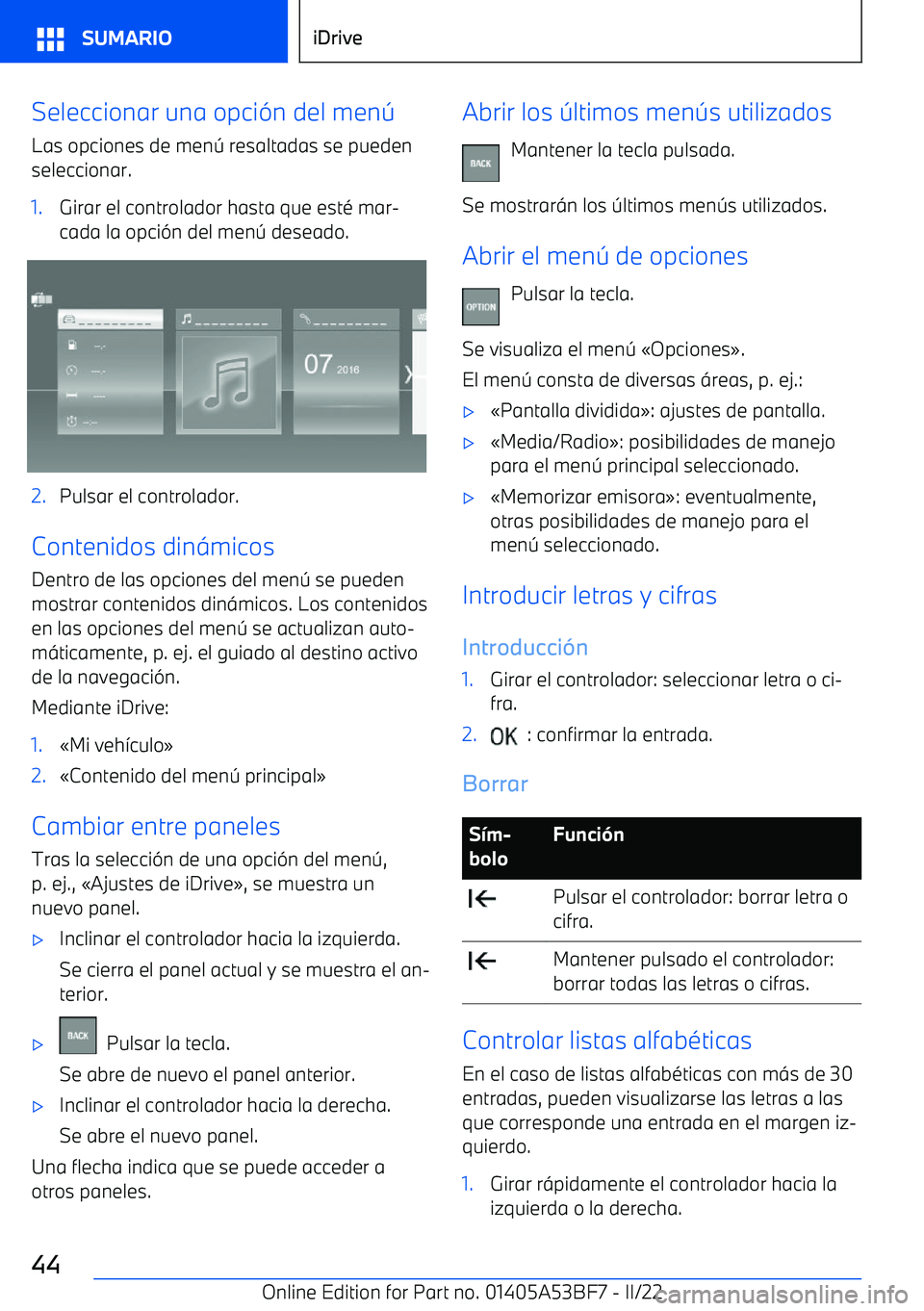 BMW X1 2022  Manuales de Empleo (in Spanish) Seleccionar una opci