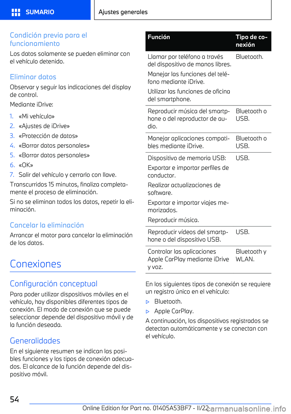 BMW X1 2022  Manuales de Empleo (in Spanish) Condici
