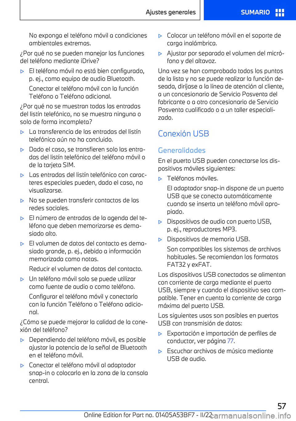 BMW X1 2022  Manuales de Empleo (in Spanish) No exponga el tel