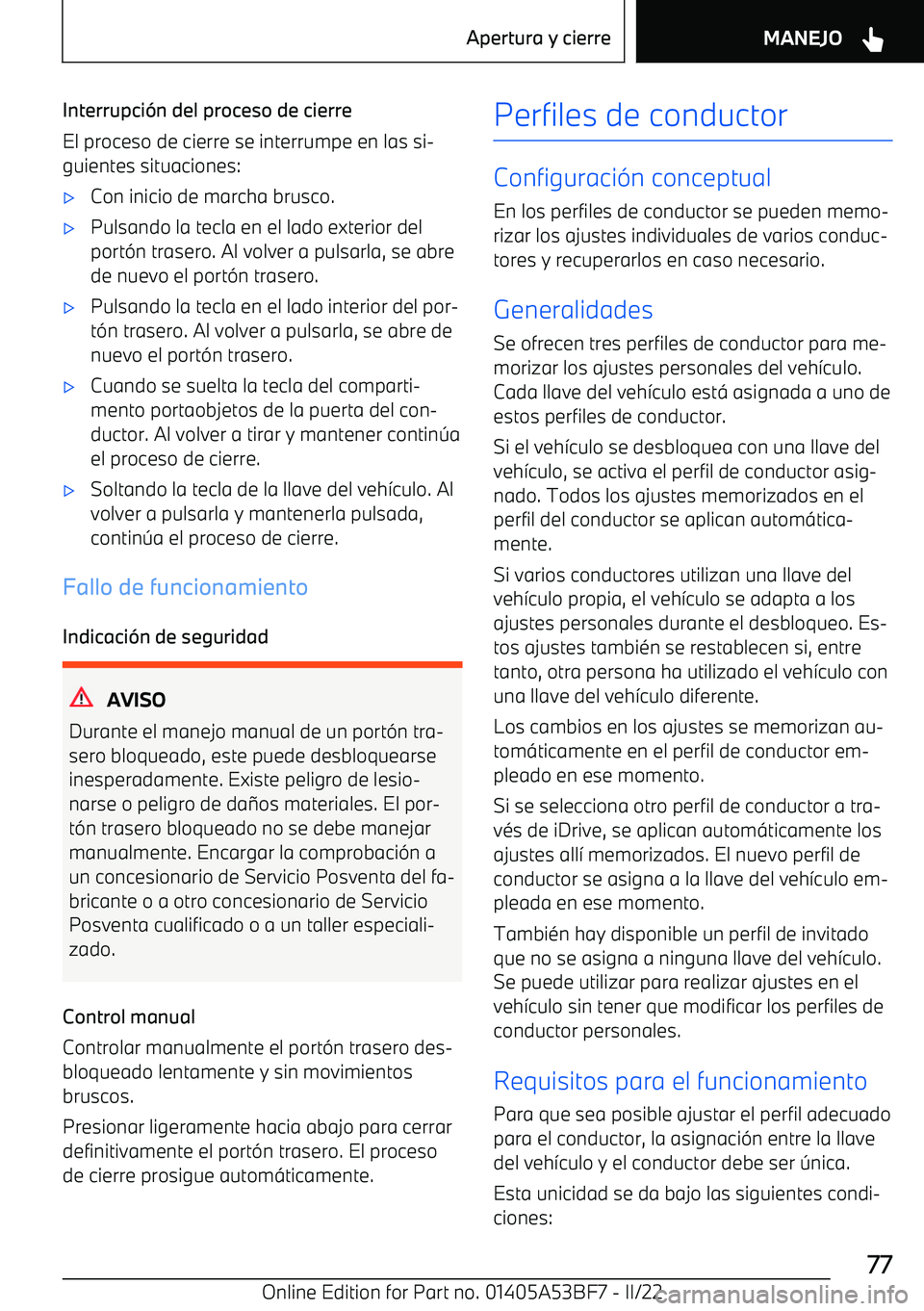 BMW X1 2022  Manuales de Empleo (in Spanish) Interrupci