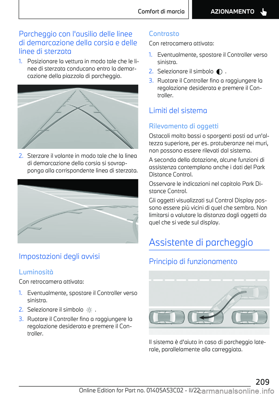 BMW X1 2022  Libretti Di Uso E manutenzione (in Italian) Parcheggio con l