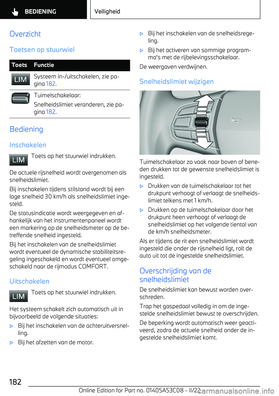 BMW X1 2022  Instructieboekjes (in Dutch) OverzichtToetsen op stuurwielToetsFunctieSysteem in