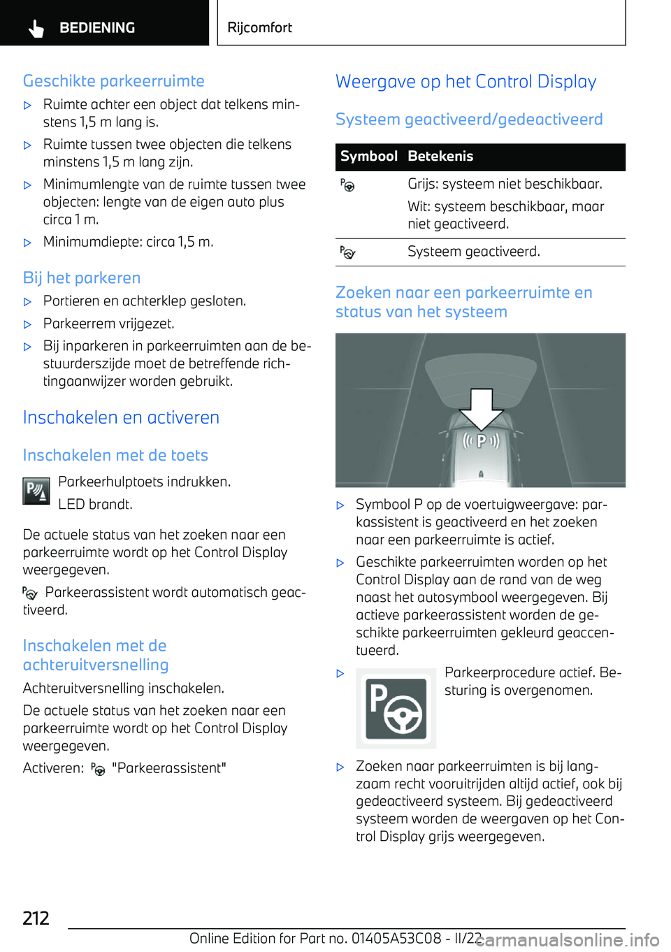 BMW X1 2022  Instructieboekjes (in Dutch) Geschikte parkeerruimte