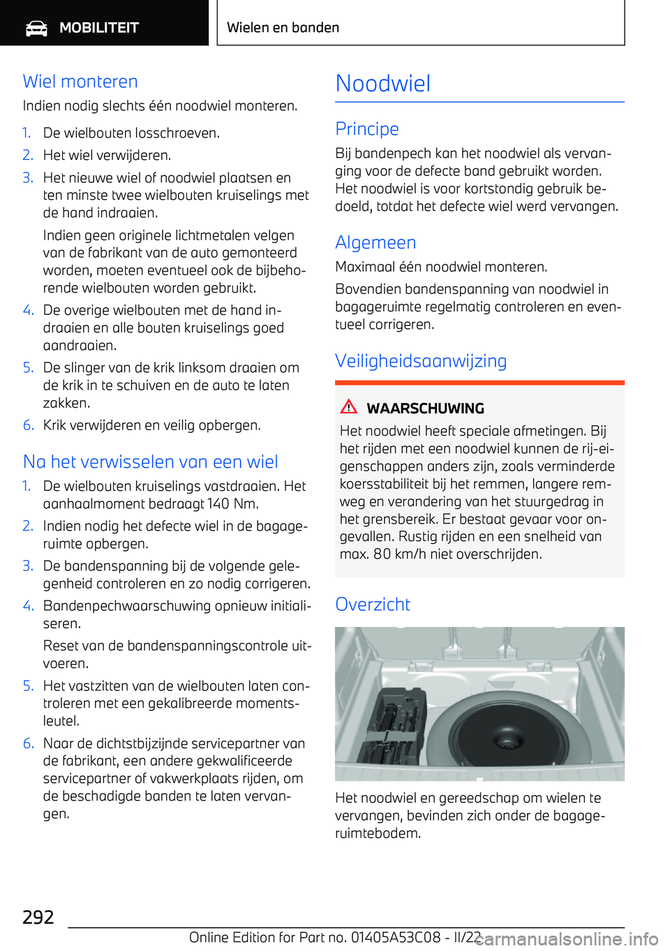 BMW X1 2022  Instructieboekjes (in Dutch) Wiel monterenIndien nodig slechts 