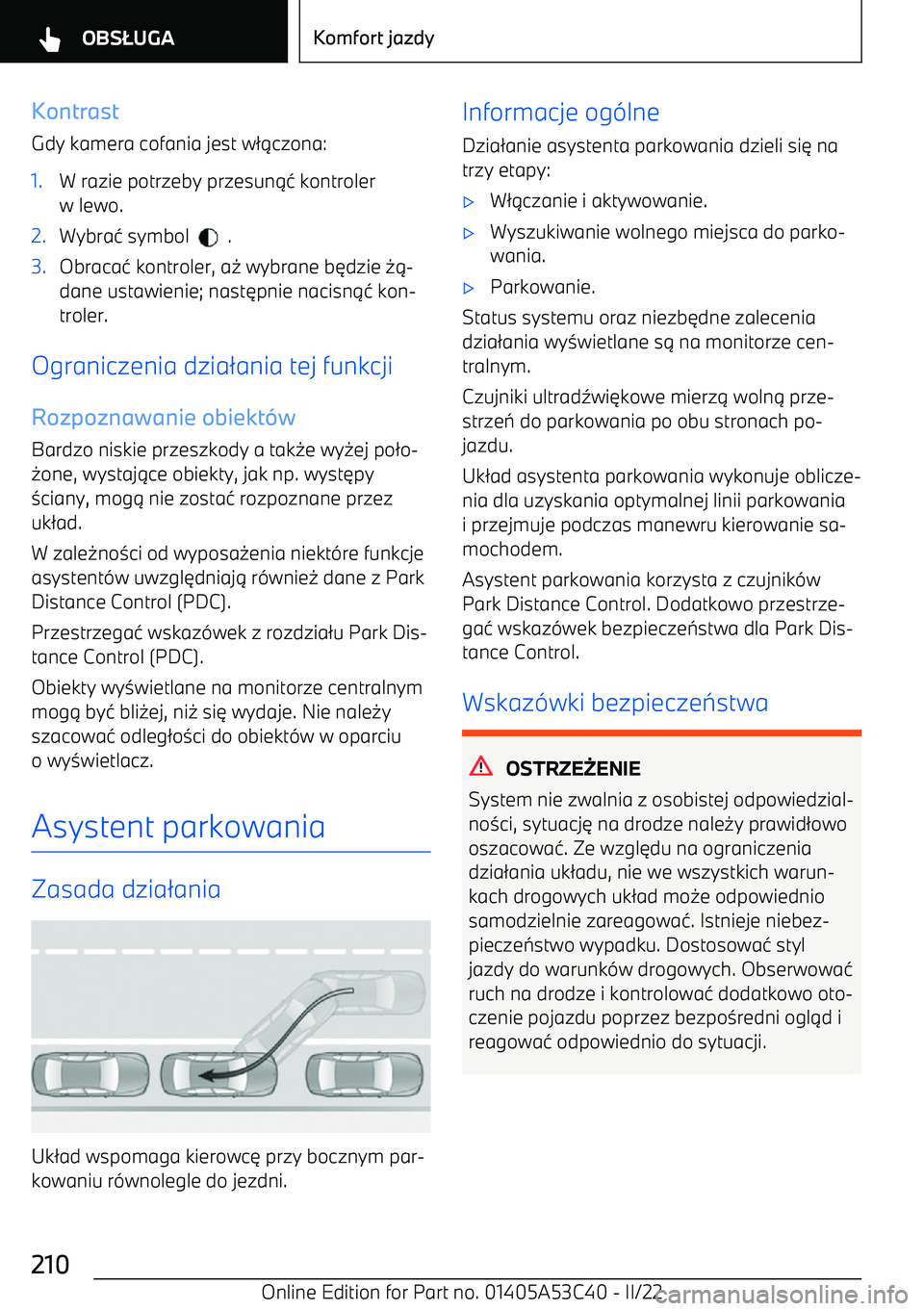 BMW X1 2022  Instrukcja obsługi (in Polish) KontrastGdy kamera cofania jest w 