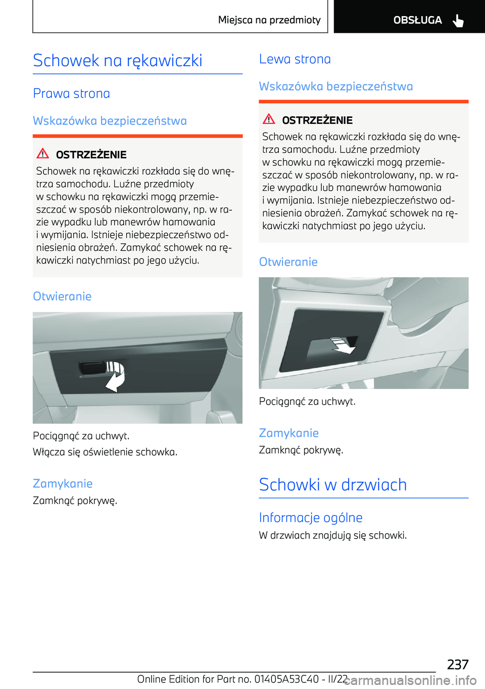 BMW X1 2022  Instrukcja obsługi (in Polish) Schowek na r