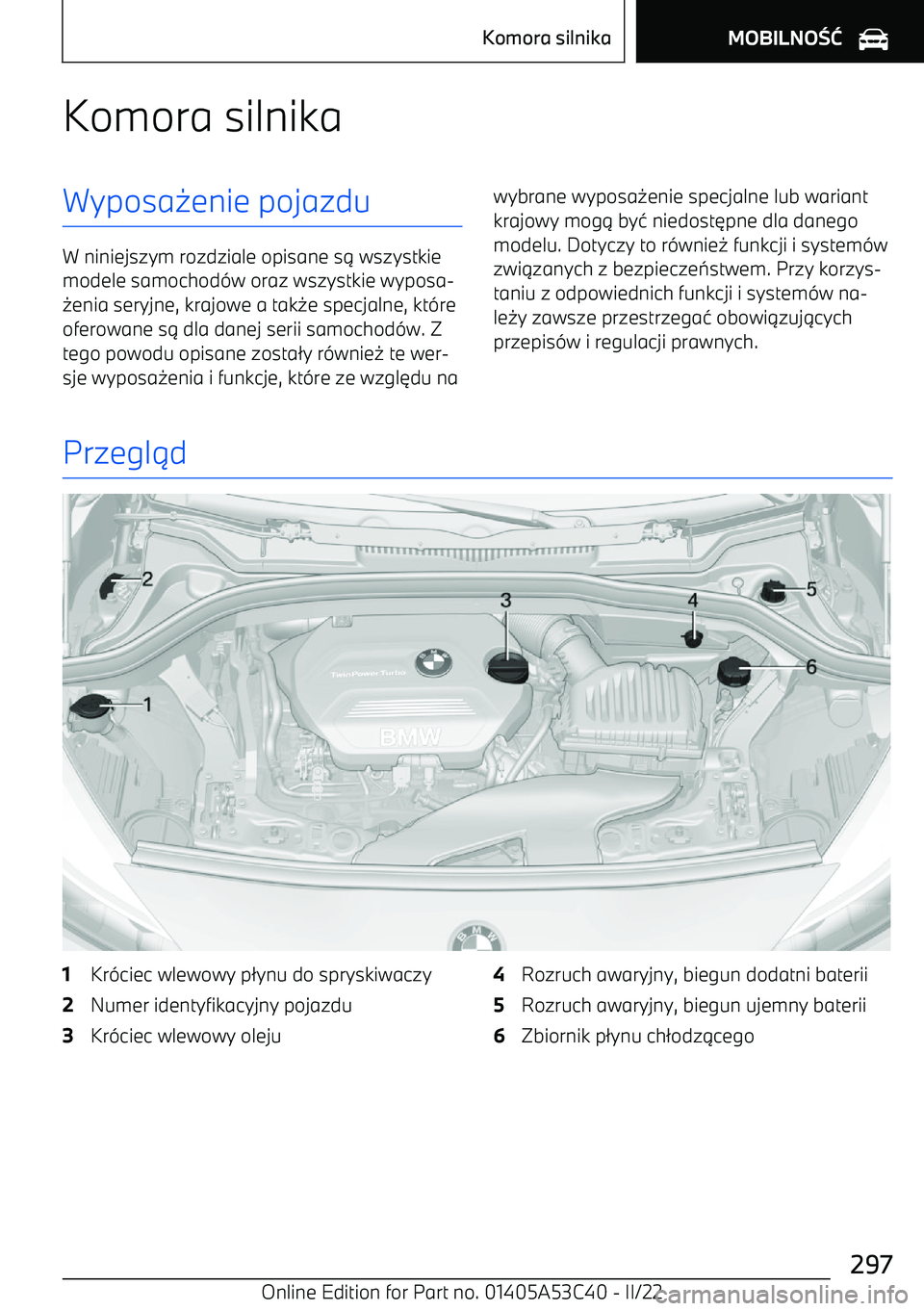 BMW X1 2022  Instrukcja obsługi (in Polish) Komora silnikaWyposa