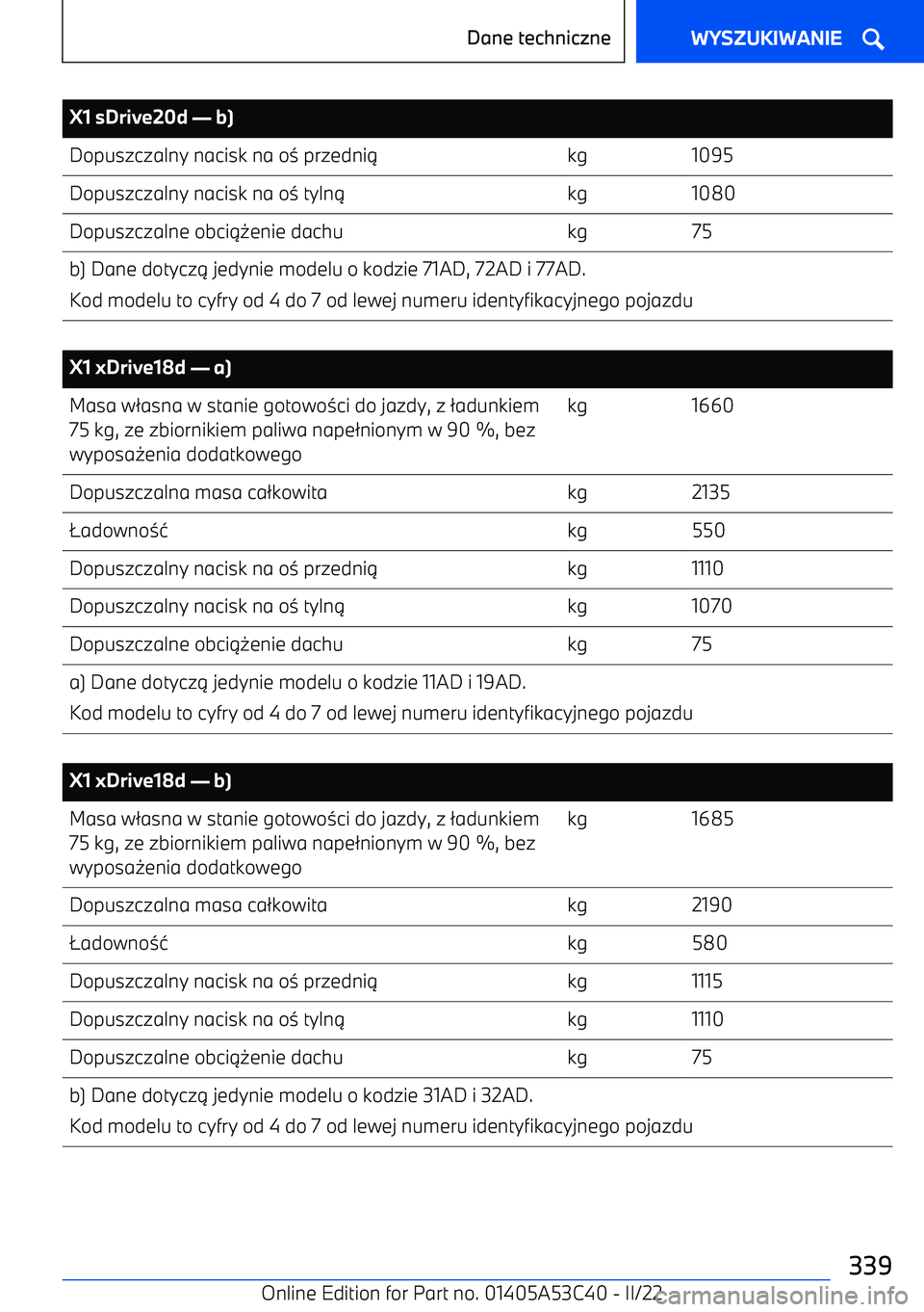 BMW X1 2022  Instrukcja obsługi (in Polish) X1 sDrive20d 