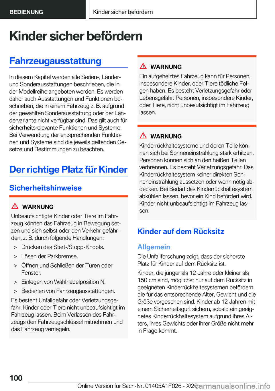 BMW X1 2021  Betriebsanleitungen (in German) �K�i�n�d�e�r��s�i�c�h�e�r��b�e�f�