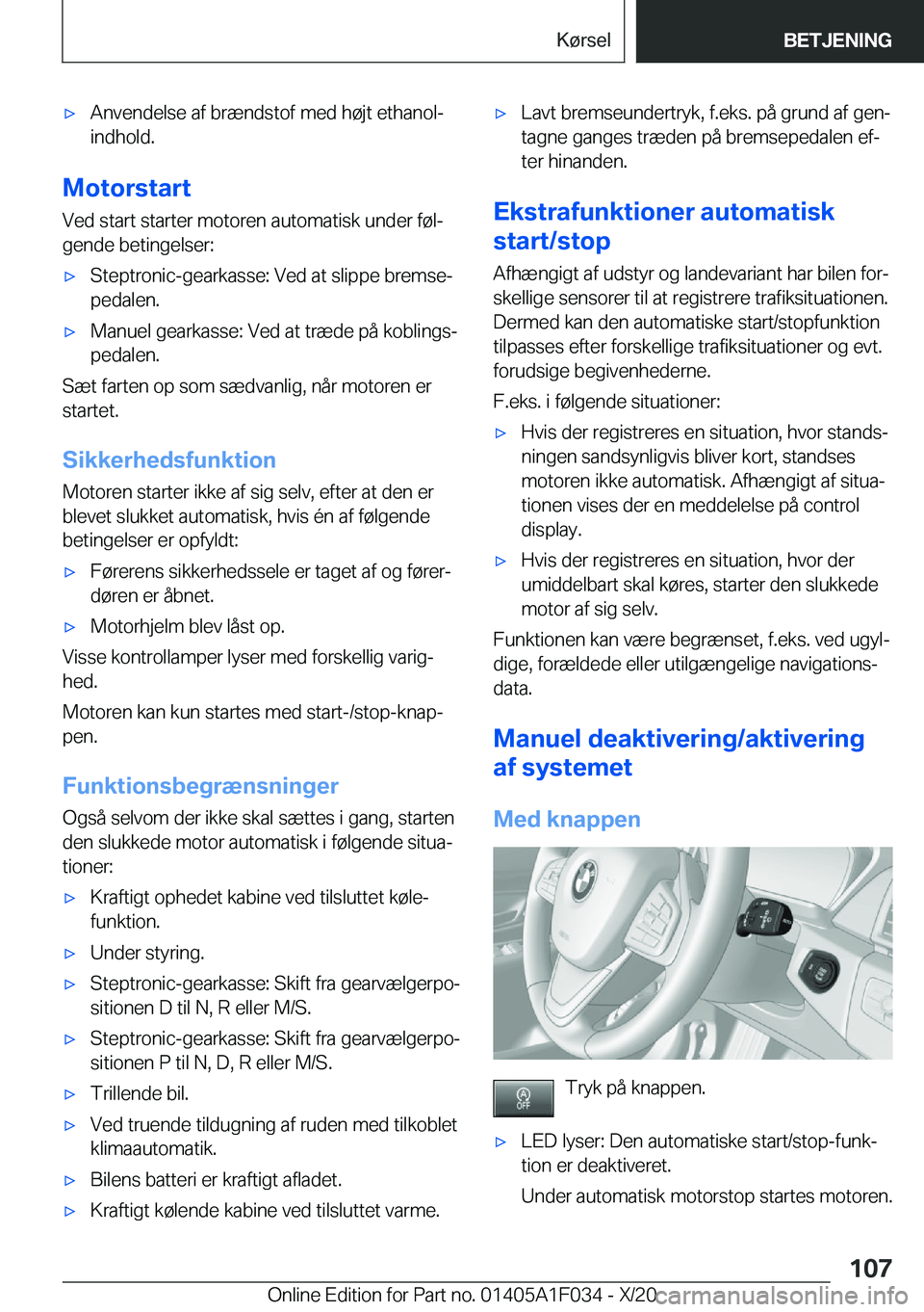 BMW X1 2021  InstruktionsbØger (in Danish) 'x�A�n�v�e�n�d�e�l�s�e��a�f��b�r�æ�n�d�s�t�o�f��m�e�d��h�