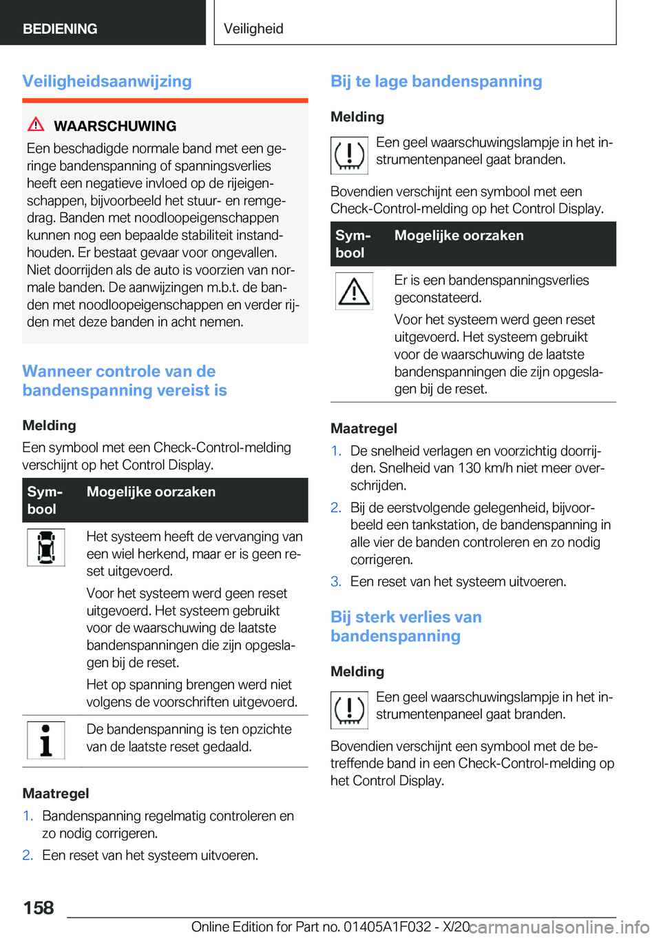 BMW X1 2021  Instructieboekjes (in Dutch) �V�e�i�l�i�g�h�e�i�d�s�a�a�n�w�i�j�z�i�n�g
�W�A�A�R�S�C�H�U�W�I�N�G
�E�e�n��b�e�s�c�h�a�d�i�g�d�e��n�o�r�m�a�l�e��b�a�n�d��m�e�t��e�e�n��g�ej
�r�i�n�g�e��b�a�n�d�e�n�s�p�a�n�n�i�n�g��o�f��s�