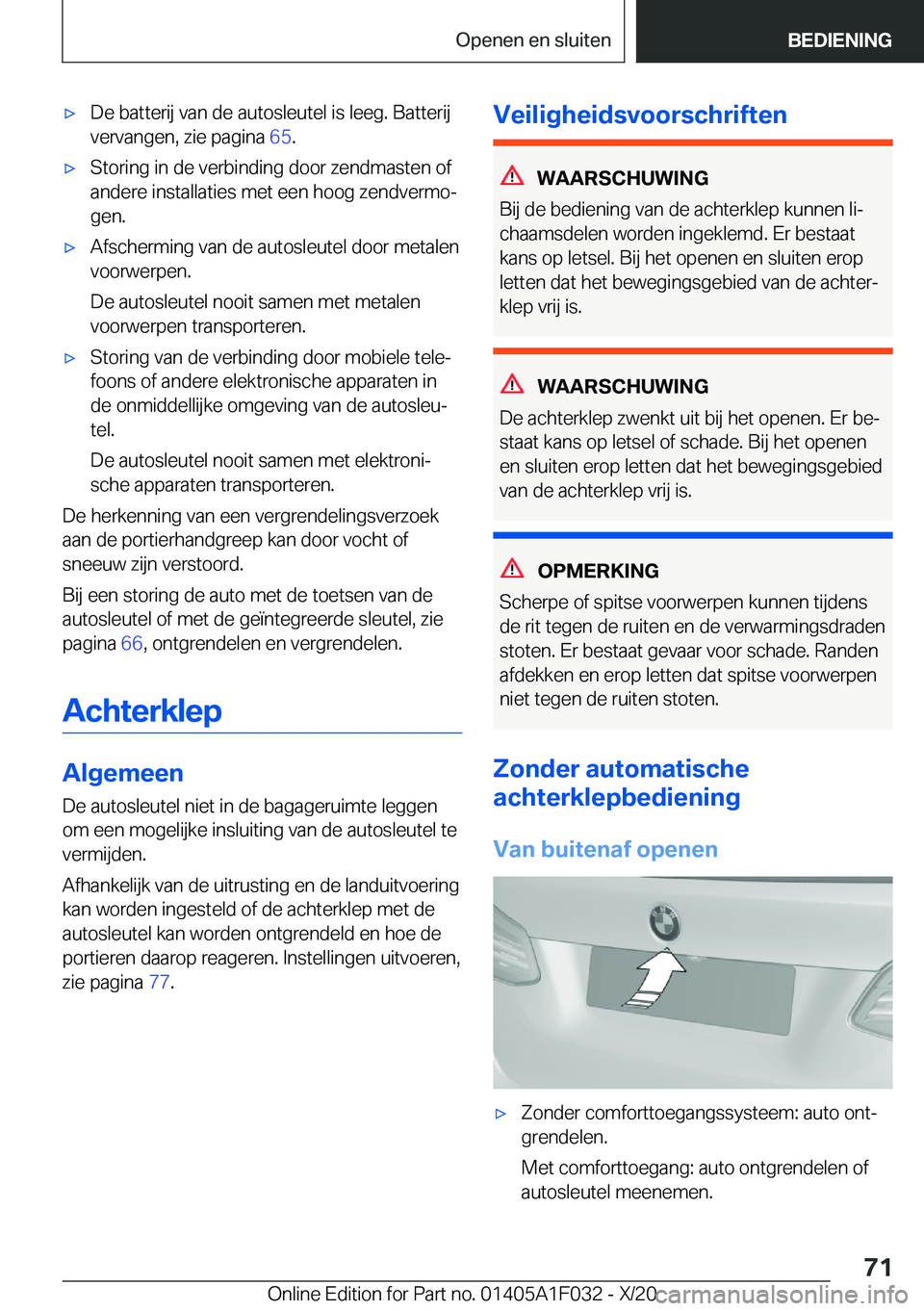 BMW X1 2021  Instructieboekjes (in Dutch) 'x�D�e��b�a�t�t�e�r�i�j��v�a�n��d�e��a�u�t�o�s�l�e�u�t�e�l��i�s��l�e�e�g�.��B�a�t�t�e�r�i�j
�v�e�r�v�a�n�g�e�n�,��z�i�e��p�a�g�i�n�a� �6�5�.'x�S�t�o�r�i�n�g��i�n��d�e��v�e�r�b�i�n