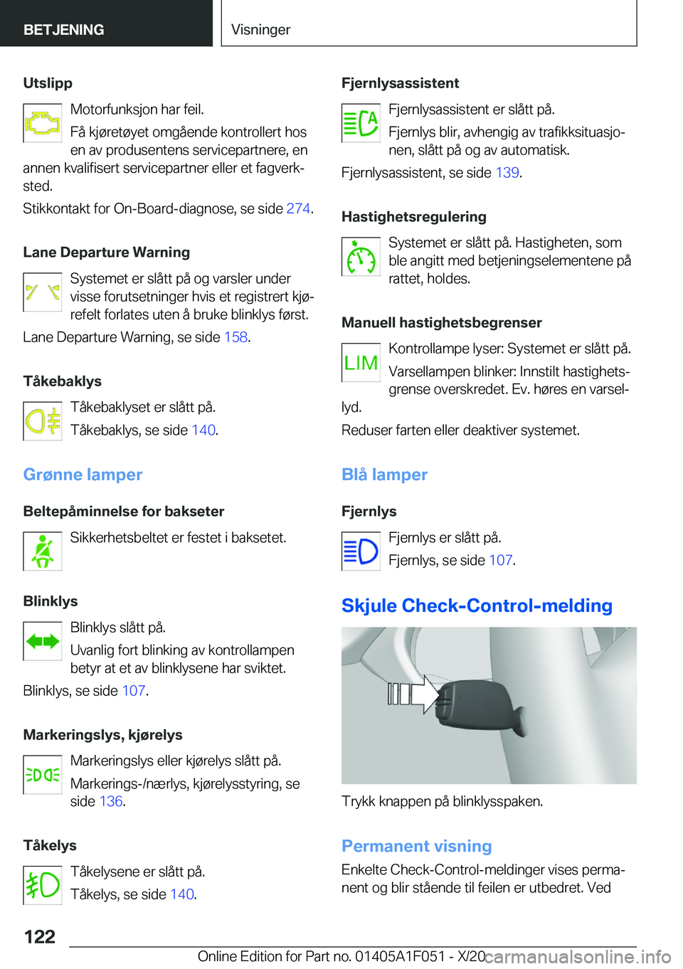 BMW X1 2021  InstruksjonsbØker (in Norwegian) �U�t�s�l�i�p�p�M�o�t�o�r�f�u�n�k�s�j�o�n��h�a�r��f�e�i�l�.
�F�å��k�j�