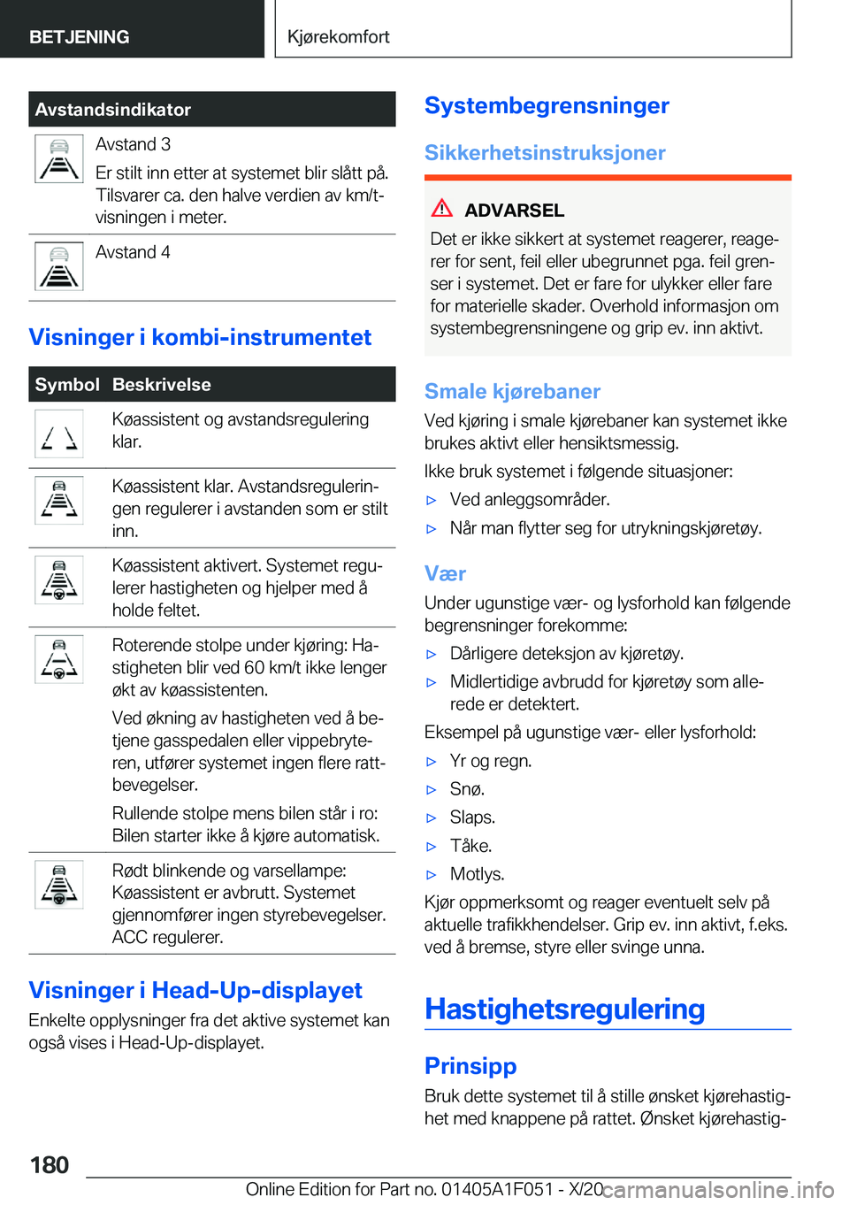 BMW X1 2021  InstruksjonsbØker (in Norwegian) �A�v�s�t�a�n�d�s�i�n�d�i�k�a�t�o�r�A�v�s�t�a�n�d��3
�E�r��s�t�i�l�t��i�n�n��e�t�t�e�r��a�t��s�y�s�t�e�m�e�t��b�l�i�r��s�l�å�t�t��p�å�.
�T�i�l�s�v�a�r�e�r��c�a�.��d�e�n��h�a�l�v�e��v�e�r