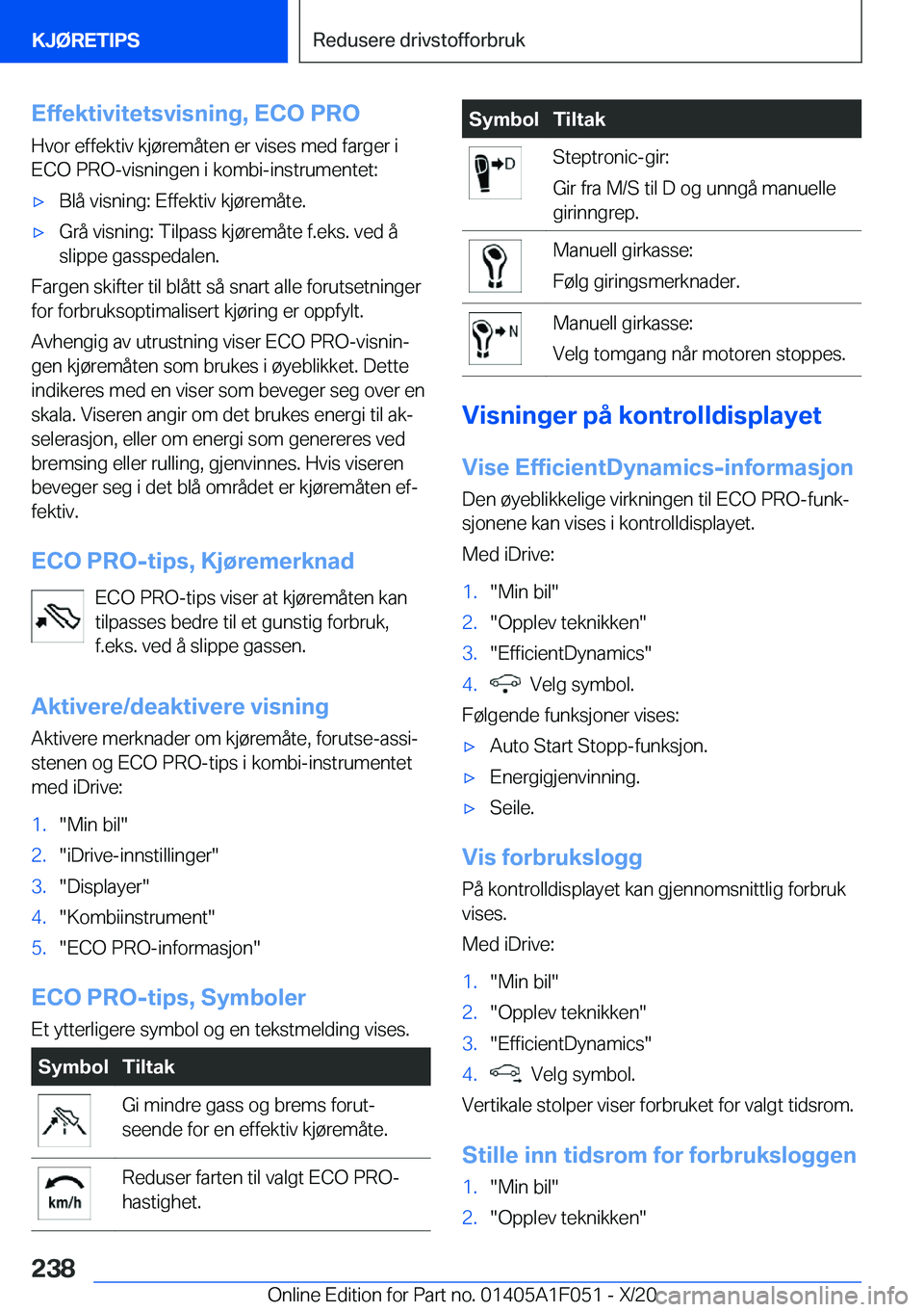 BMW X1 2021  InstruksjonsbØker (in Norwegian) �E�f�f�e�k�t�i�v�i�t�e�t�s�v�i�s�n�i�n�g�,��E�C�O��P�R�O
�H�v�o�r��e�f�f�e�k�t�i�v��k�j�