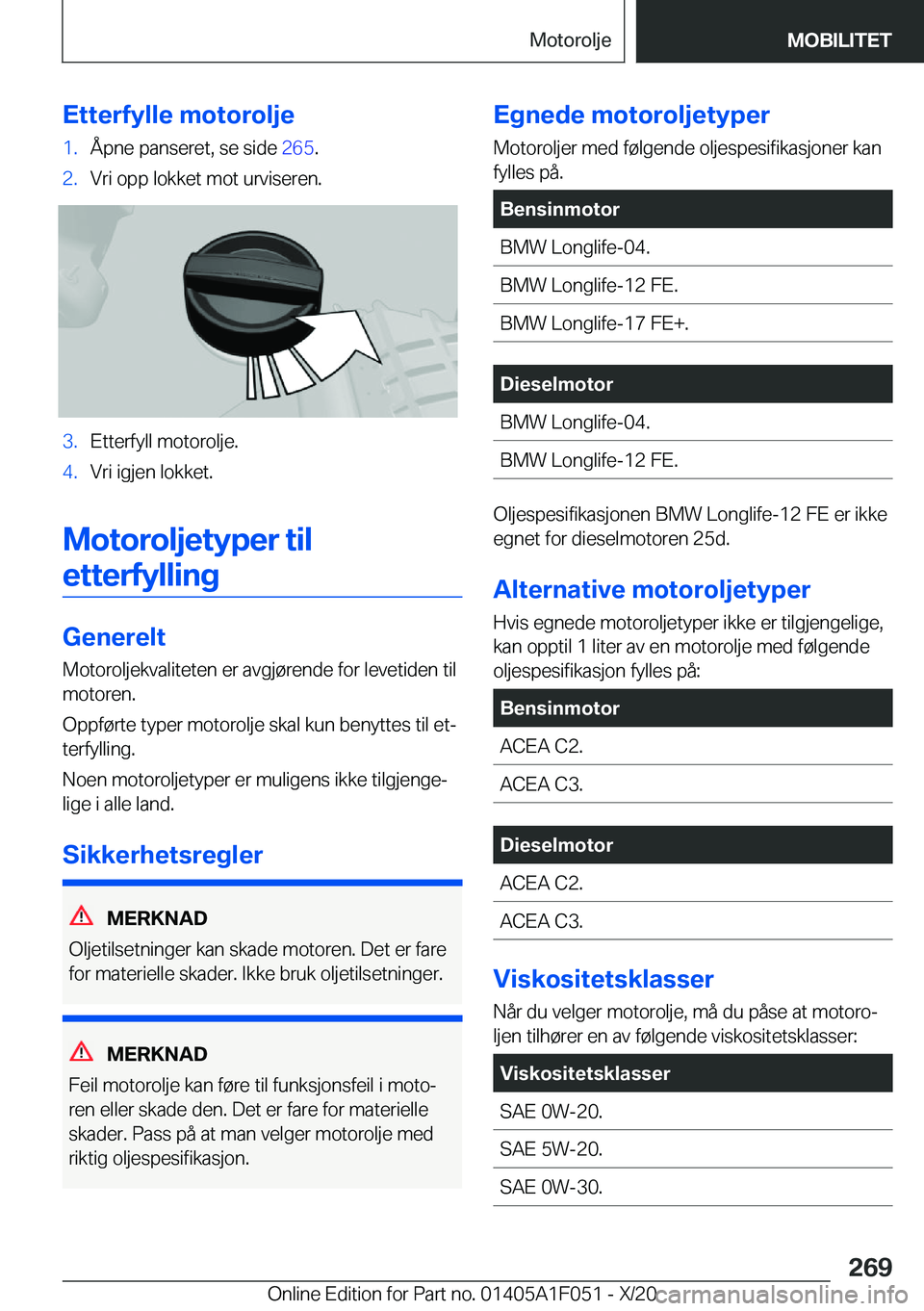BMW X1 2021  InstruksjonsbØker (in Norwegian) �E�t�t�e�r�f�y�l�l�e��m�o�t�o�r�o�l�j�e�1�.�