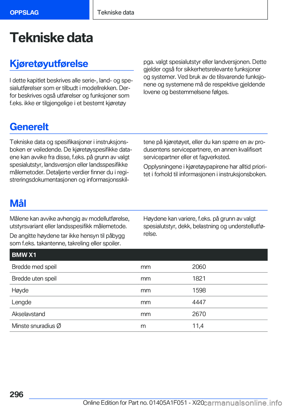 BMW X1 2021  InstruksjonsbØker (in Norwegian) �T�e�k�n�i�s�k�e��d�a�t�a�K�j�