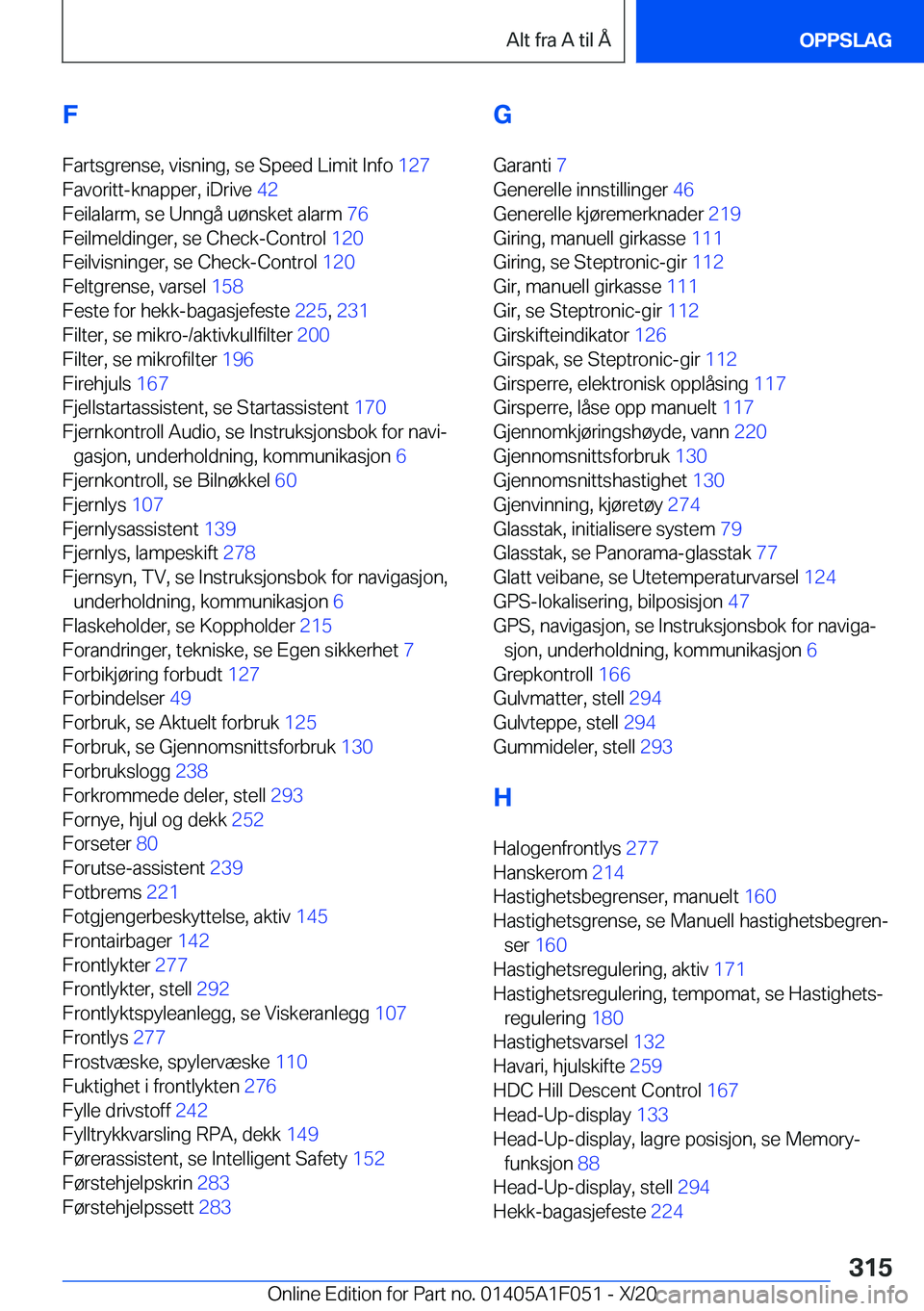 BMW X1 2021  InstruksjonsbØker (in Norwegian) �F
�F�a�r�t�s�g�r�e�n�s�e�,��v�i�s�n�i�n�g�,��s�e��S�p�e�e�d��L�i�m�i�t��I�n�f�o� �1�2�7�
�F�a�v�o�r�i�t�t�-�k�n�a�p�p�e�r�,��i�D�r�i�v�e� �4�2�
�F�e�i�l�a�l�a�r�m�,��s�e��U�n�n�g�å��u�