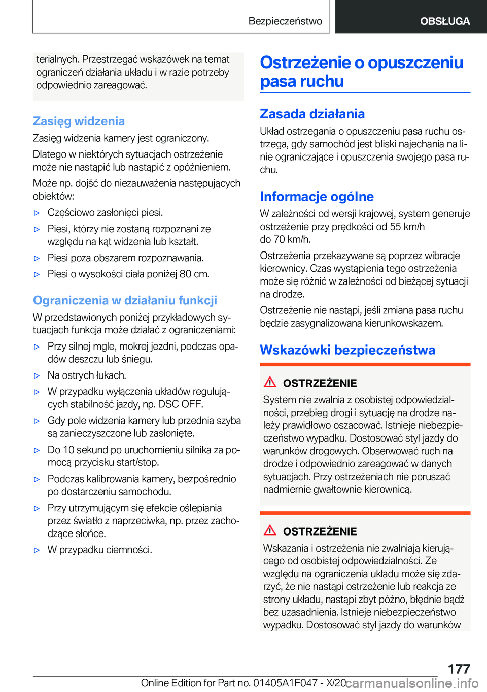 BMW X1 2021  Instrukcja obsługi (in Polish) �t�e�r�i�a�l�n�y�c�h�.��P�r�z�e�s�t�r�z�e�g�a�