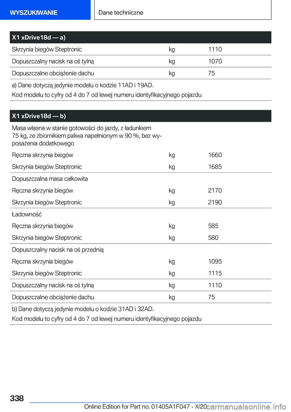 BMW X1 2021  Instrukcja obsługi (in Polish) �X�1��x�D�r�i�v�e�1�8�d�n��a�
�S�k�r�z�y�n�i�a��b�i�e�g�