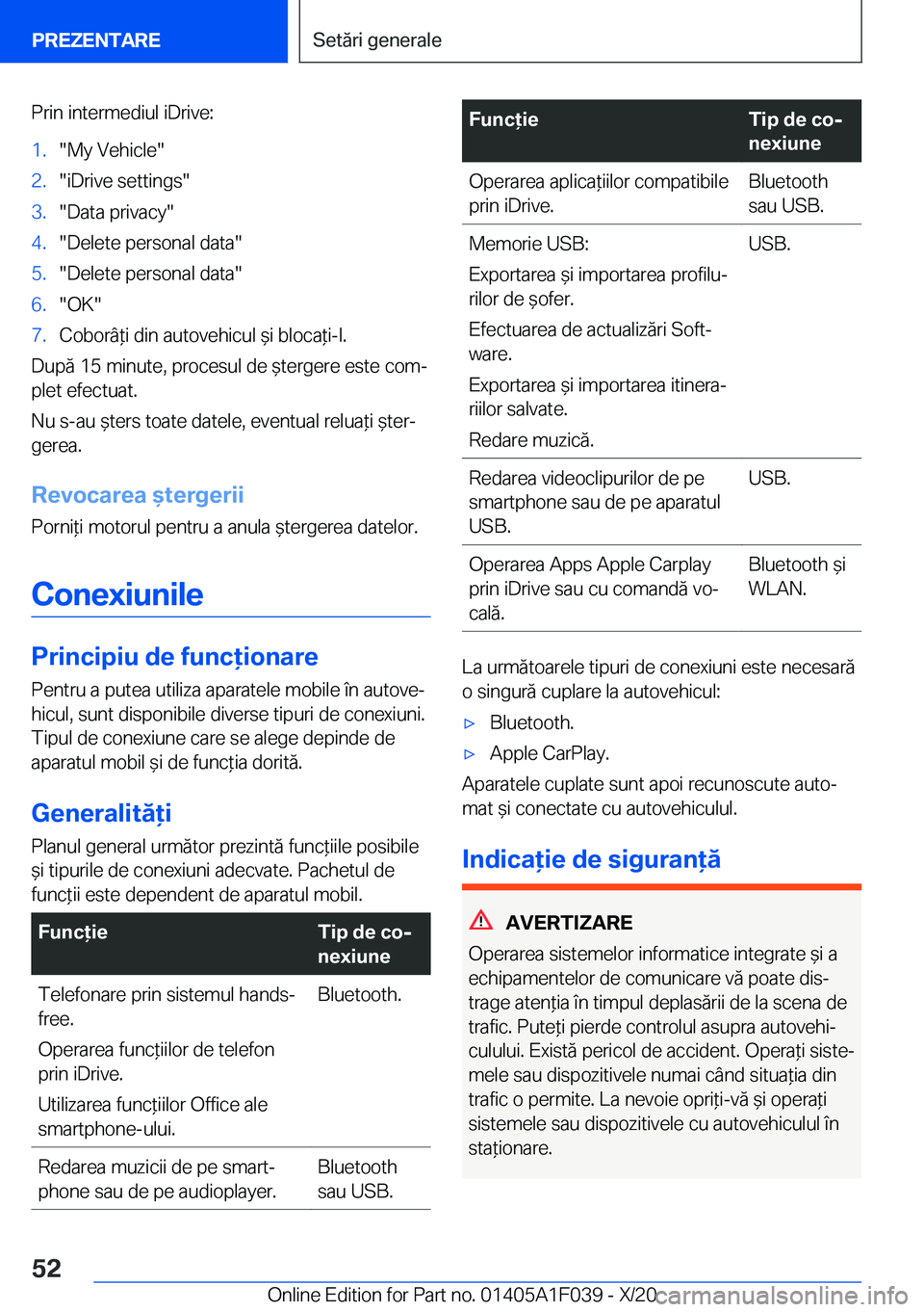 BMW X1 2021  Ghiduri De Utilizare (in Romanian) �P�r�i�n��i�n�t�e�r�m�e�d�i�u�l��i�D�r�i�v�e�:�1�.��M�y��V�e�h�i�c�l�e��2�.��i�D�r�i�v�e��s�e�t�t�i�n�g�s��3�.��D�a�t�a��p�r�i�v�a�c�y��4�.��D�e�l�e�t�e��p�e�r�s�o�n�a�l��d�a�t�a��5�.�