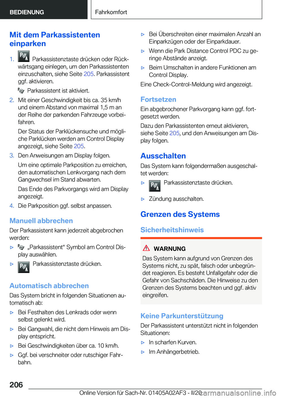 BMW X1 2020  Betriebsanleitungen (in German) �M�i�t��d�e�m��P�a�r�k�a�s�s�i�s�t�e�n�t�e�n
�e�i�n�p�a�r�k�e�n�1�.���P�a�r�k�a�s�s�i�s�t�e�n�z�t�a�s�t�e��d�r�