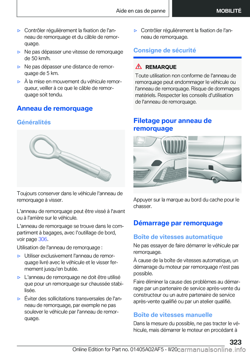 BMW X1 2020  Notices Demploi (in French) 'x�C�o�n�t�r�