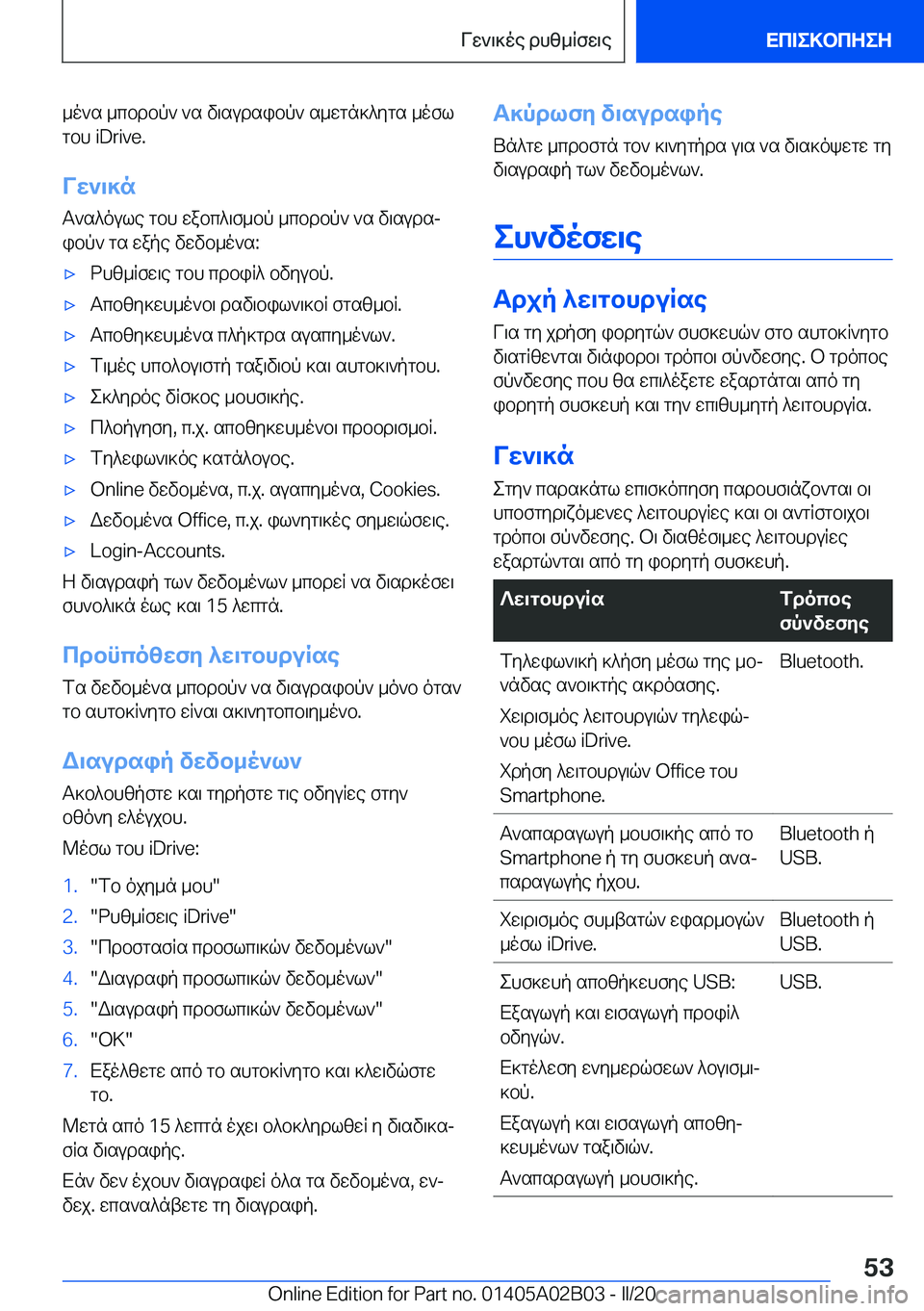 BMW X1 2020  ΟΔΗΓΌΣ ΧΡΉΣΗΣ (in Greek) _o`s�_cbdbp`�`s�v\sudsibp`�s_wgn]^ygs�_ofl
gbh��i�D�r�i�v�e�.
Vw`\]n
T`s^oule�gbh�wabc^\f_bp�_cbdbp`�`s�v\su