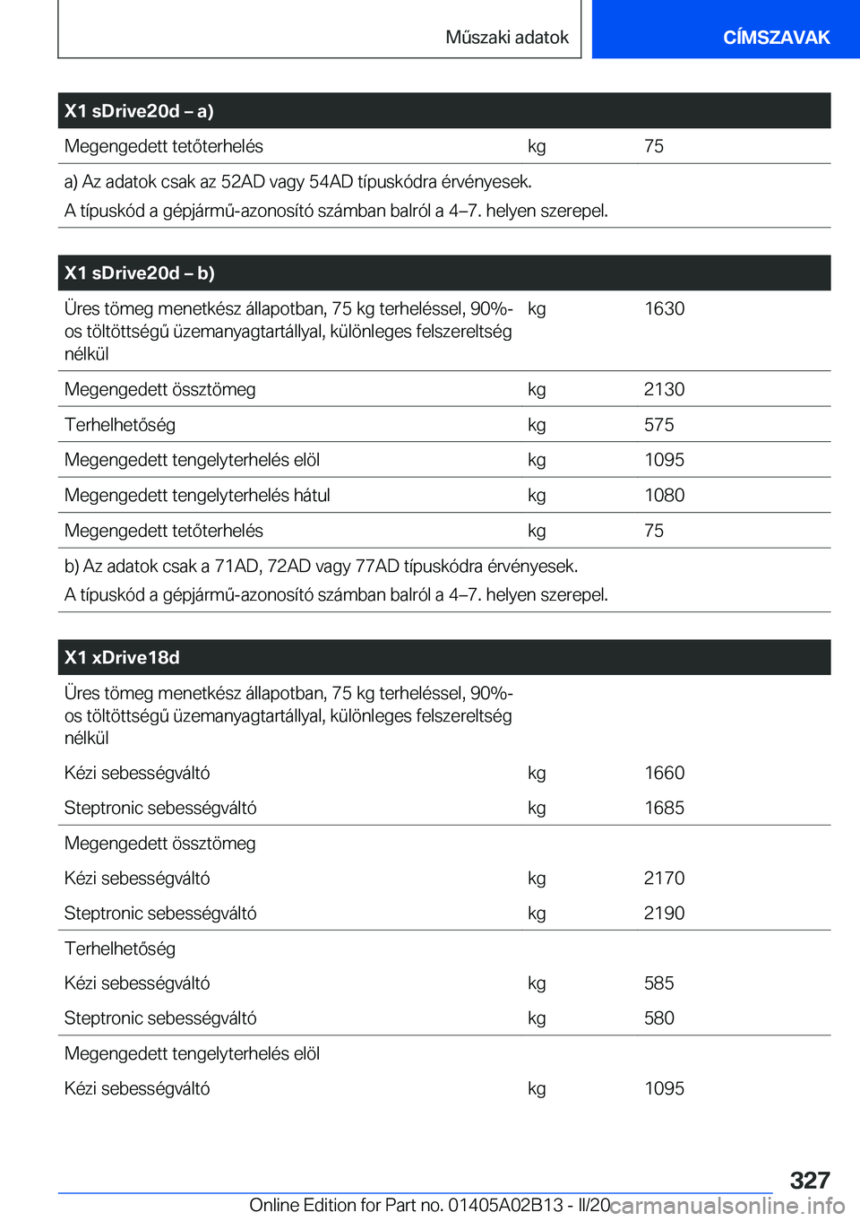 BMW X1 2020  Kezelési útmutató (in Hungarian) �X�1��s�D�r�i�v�e�2�0�d�m��a�)�M�e�g�e�n�g�e�d�e�t�t��t�e�t�
