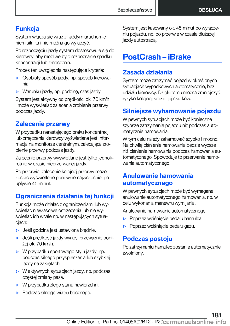 BMW X1 2020  Instrukcja obsługi (in Polish) �F�u�n�k�c�j�a�S�y�s�t�e�m��w�ł�