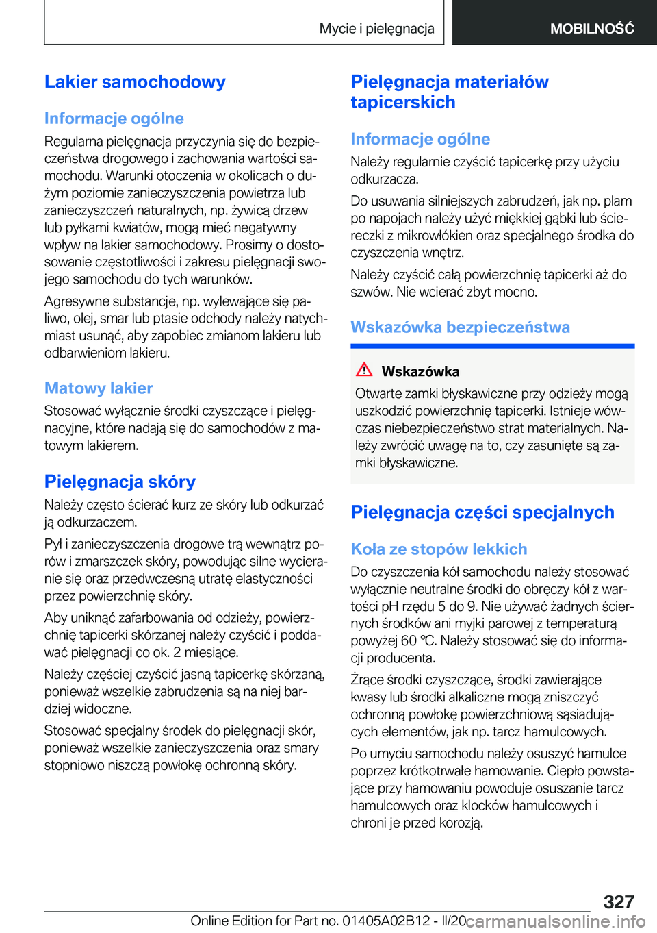 BMW X1 2020  Instrukcja obsługi (in Polish) �L�a�k�i�e�r��s�a�m�o�c�h�o�d�o�w�y�I�n�f�o�r�m�a�c�j�e��o�g�