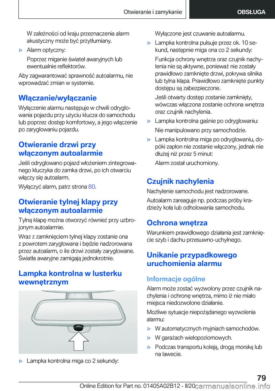 BMW X1 2020  Instrukcja obsługi (in Polish) �W��z�a�l�e9�n�o�c�i��o�d��k�r�a�j�u��p�r�z�e�z�n�a�c�z�e�n�i�a��a�l�a�r�m�a�k�u�s�t�y�c�z�n�y��m�o9�e��b�y�