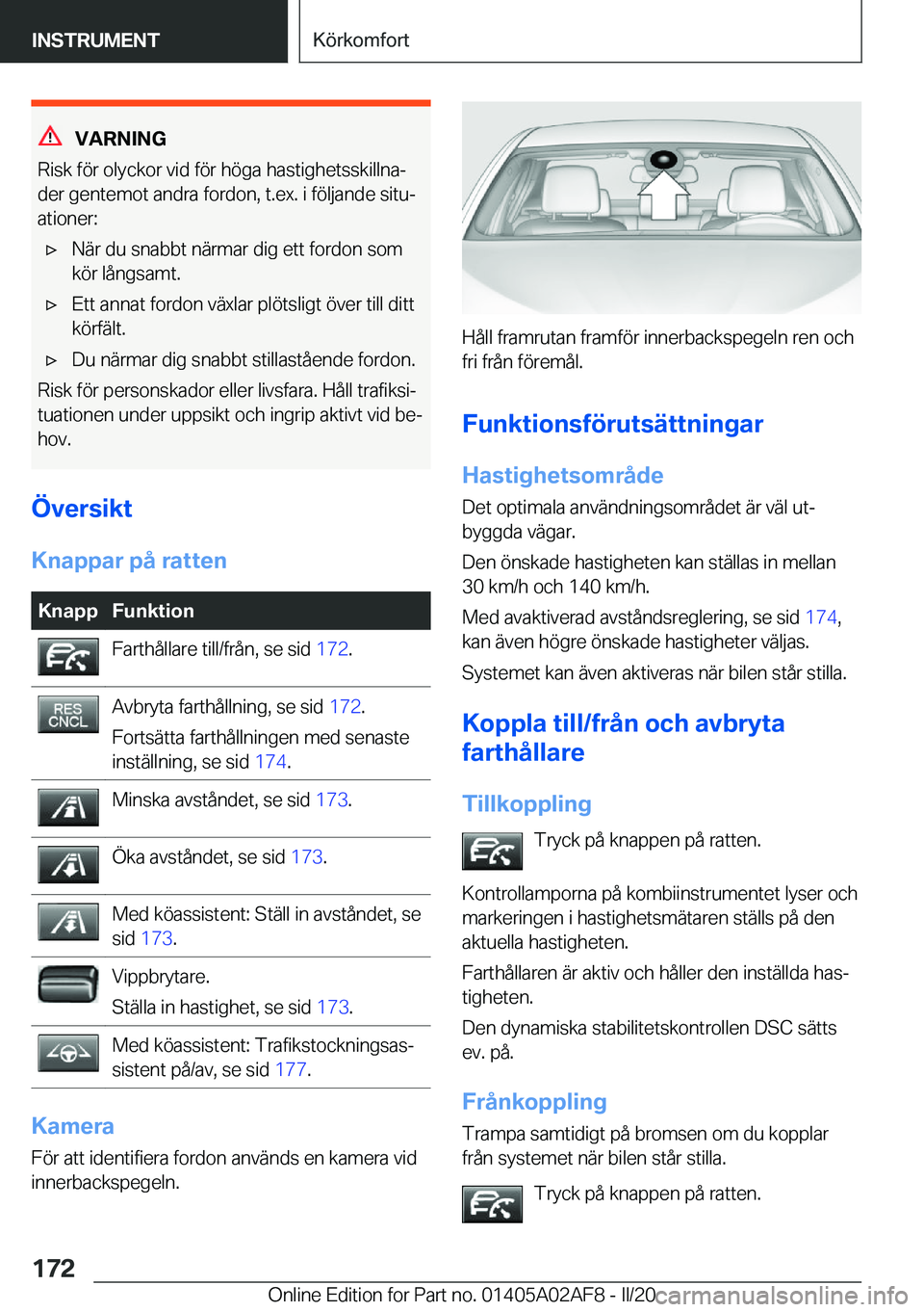 BMW X1 2020  InstruktionsbÖcker (in Swedish) �V�A�R�N�I�N�G
�R�i�s�k��f�