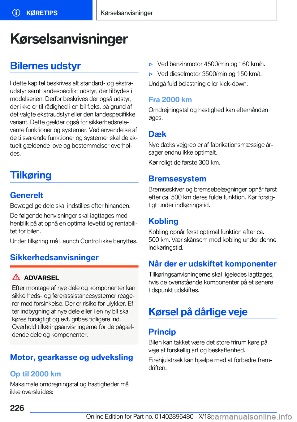 BMW X1 2019  InstruktionsbØger (in Danish) �K�