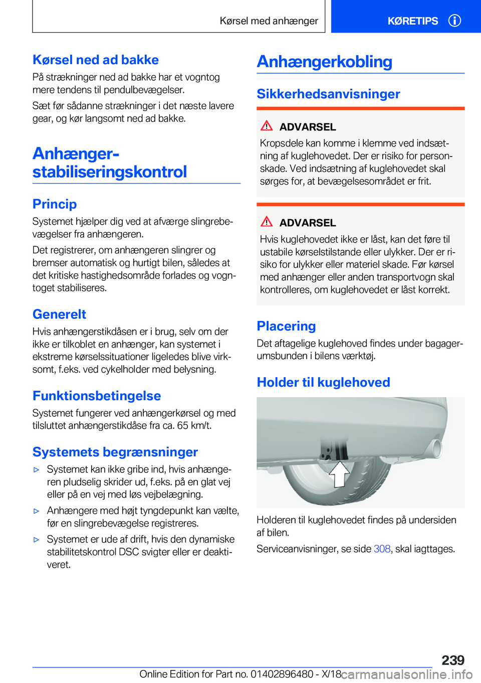 BMW X1 2019  InstruktionsbØger (in Danish) �K�