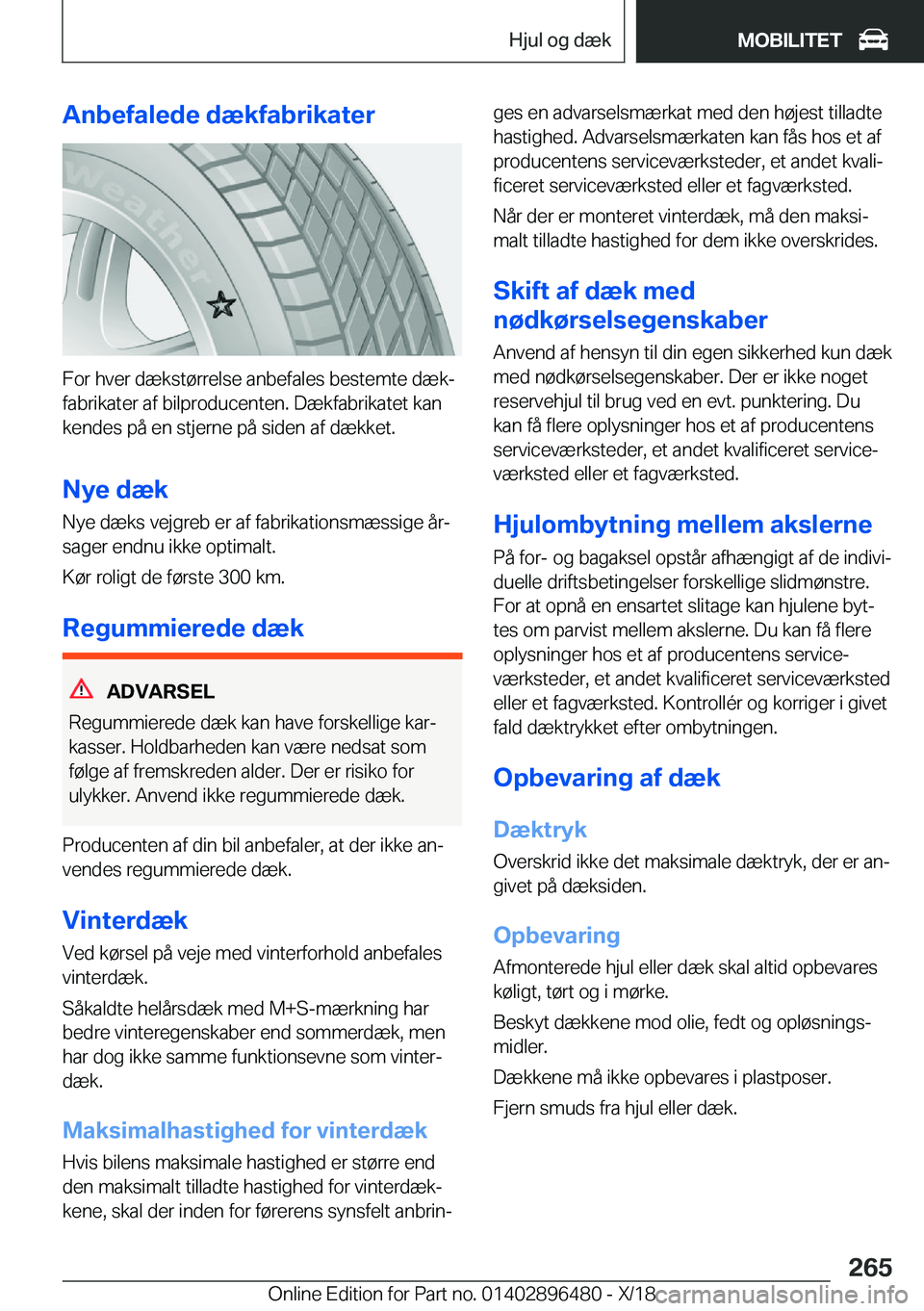 BMW X1 2019  InstruktionsbØger (in Danish) �A�n�b�e�f�a�l�e�d�e��d�æ�k�f�a�b�r�i�k�a�t�e�r
�F�o�r��h�v�e�r��d�æ�k�s�t�