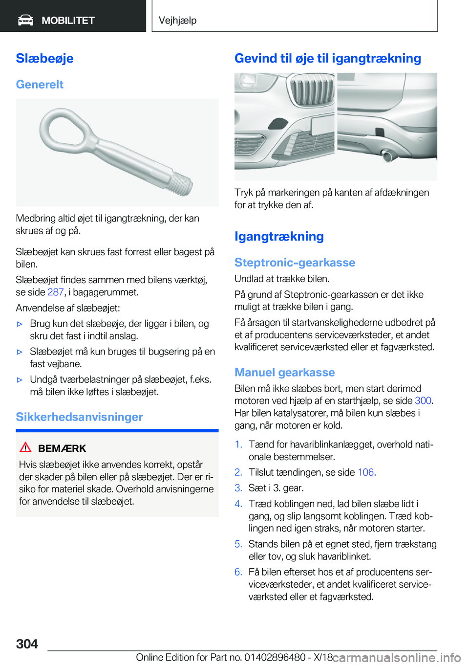 BMW X1 2019  InstruktionsbØger (in Danish) �S�l�æ�b�e�