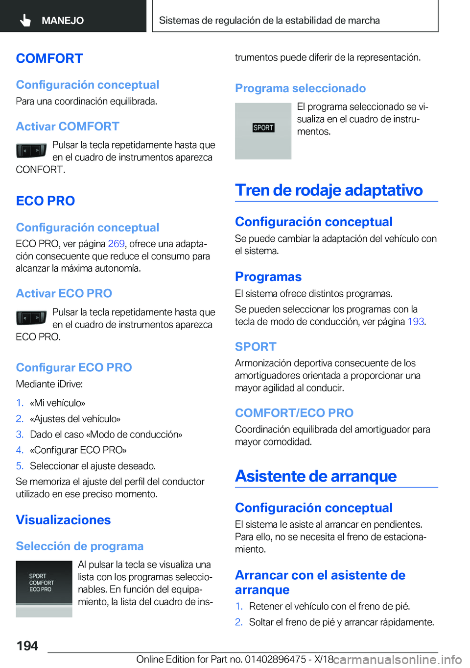 BMW X1 2019  Manuales de Empleo (in Spanish) �C�O�M�F�O�R�T
�C�o�n�f�i�g�u�r�a�c�i�