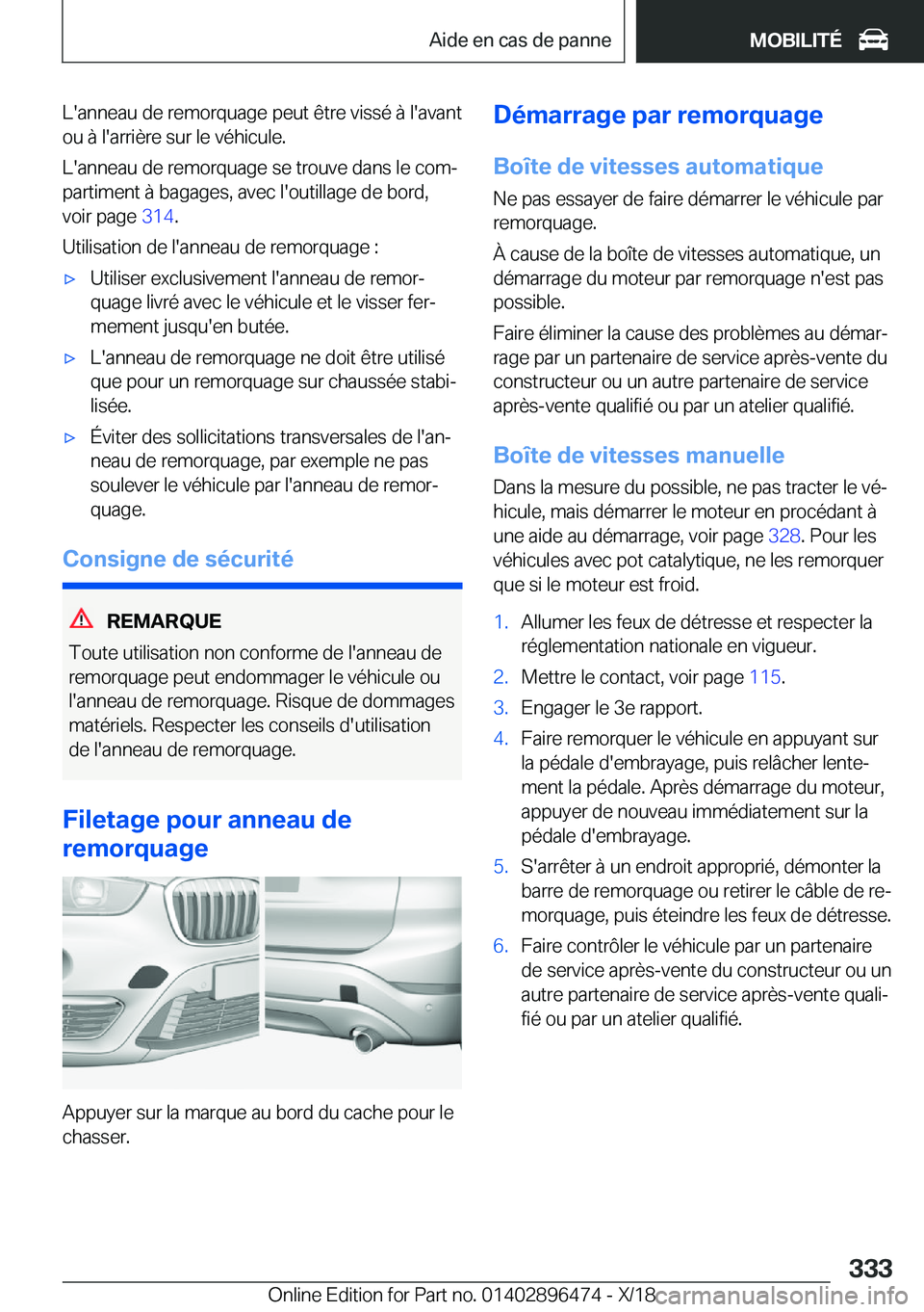 BMW X1 2019  Notices Demploi (in French) �L�'�a�n�n�e�a�u��d�e��r�e�m�o�r�q�u�a�g�e��p�e�u�t��ê�t�r�e��v�i�s�s�é��