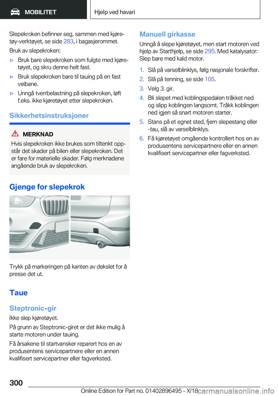 BMW X1 2019  InstruksjonsbØker (in Norwegian) �S�l�e�p�e�k�r�o�k�e�n��b�e�f�i�n�n�e�r��s�e�g�,��s�a�m�m�e�n��m�e�d��k�j�